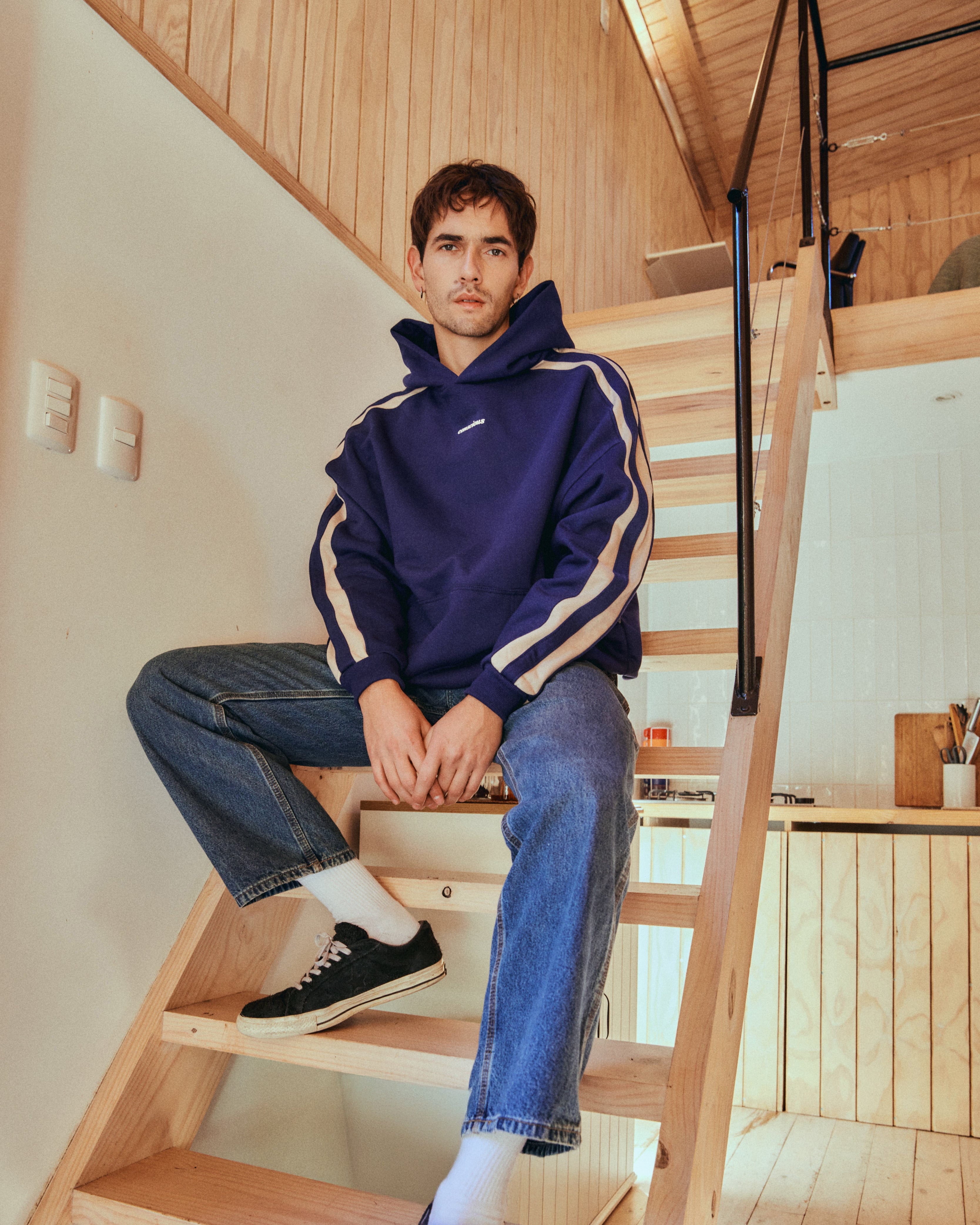 HOODIE CONS STRIPES BLUE