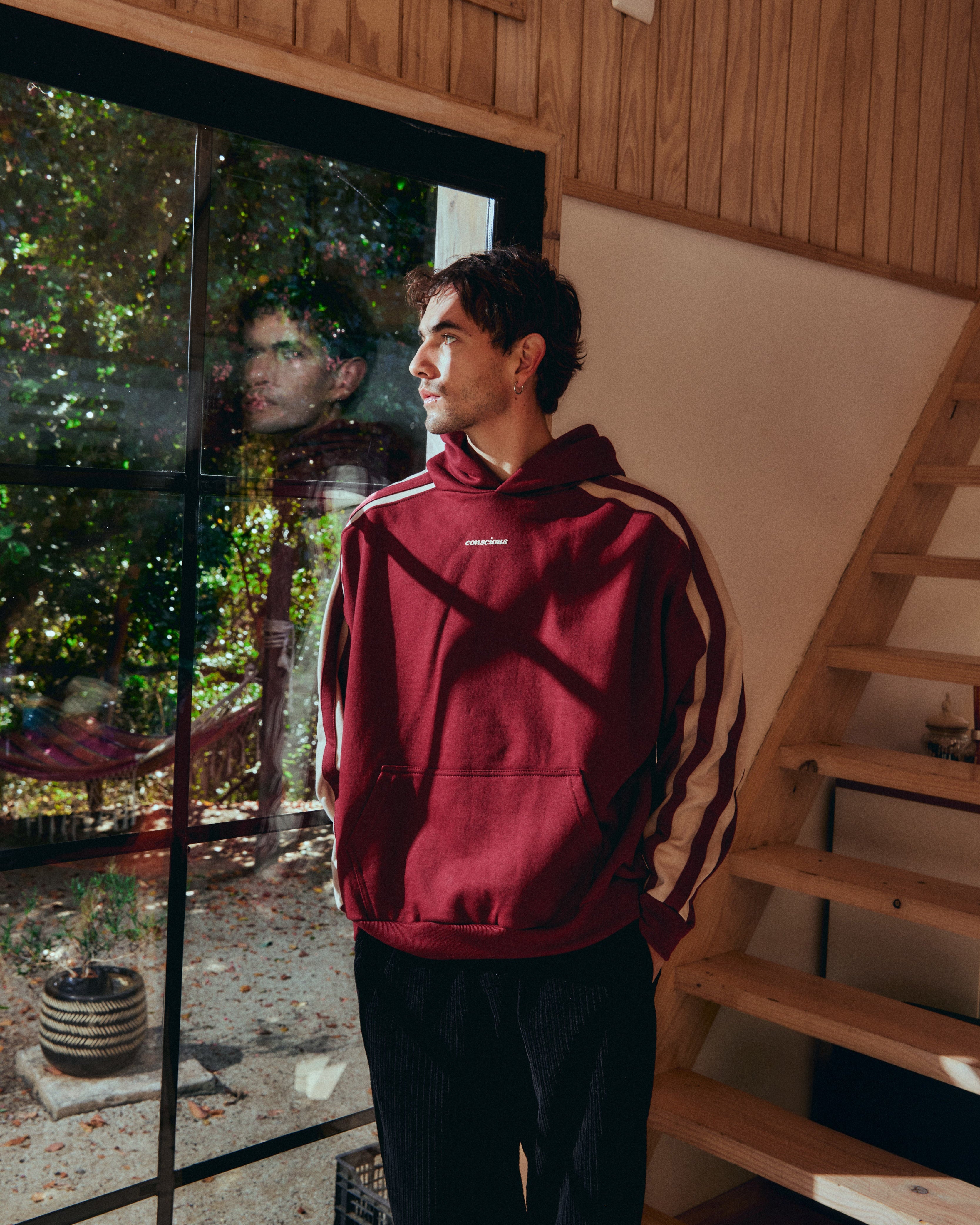 HOODIE CONS STRIPES WINE