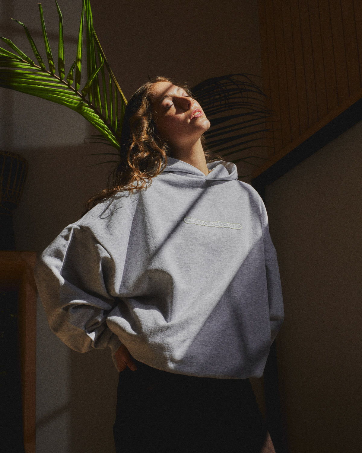 AURA STONE GRAY HIDDEN POCKETS HOODIE