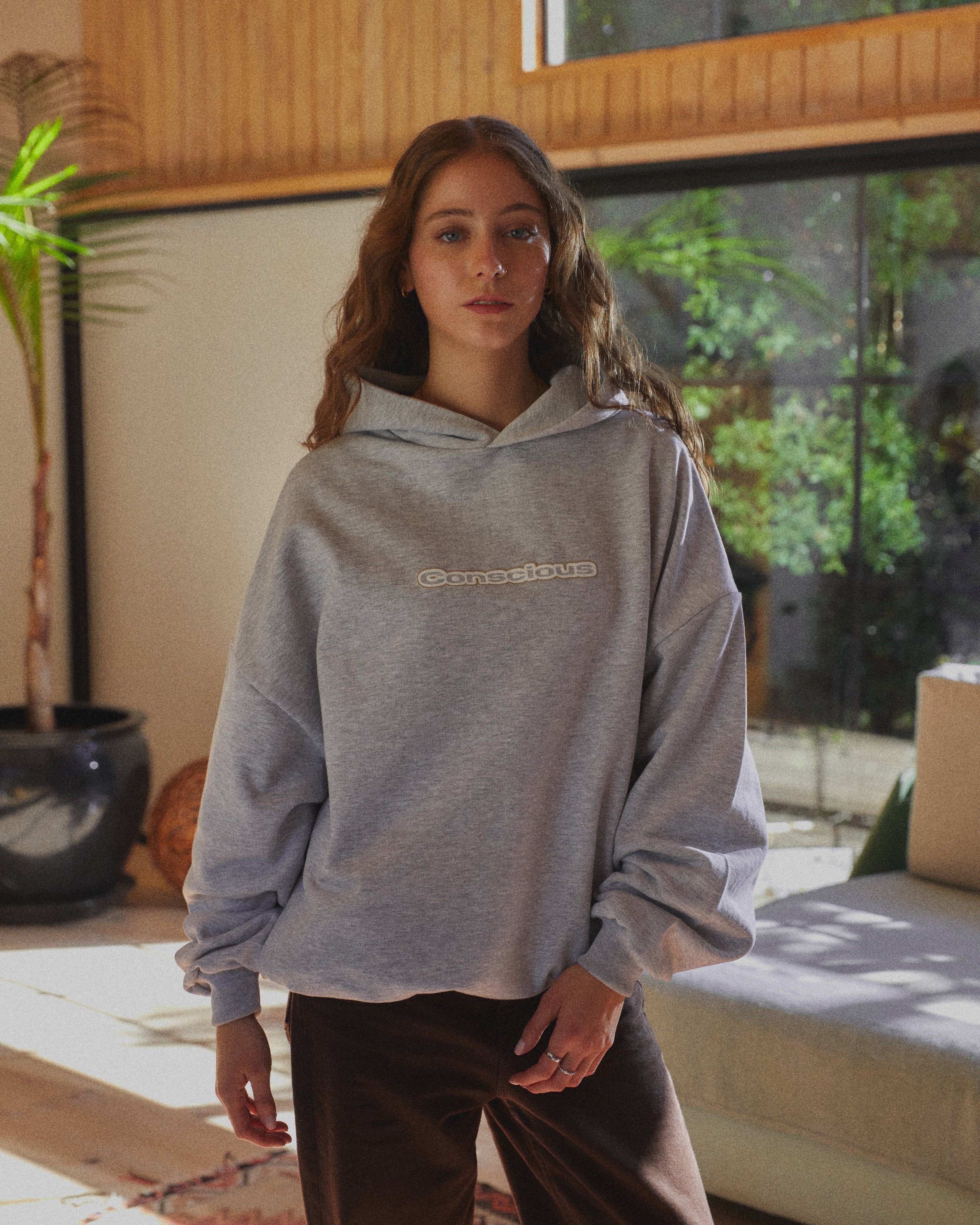 AURA STONE GRAY HIDDEN POCKETS HOODIE
