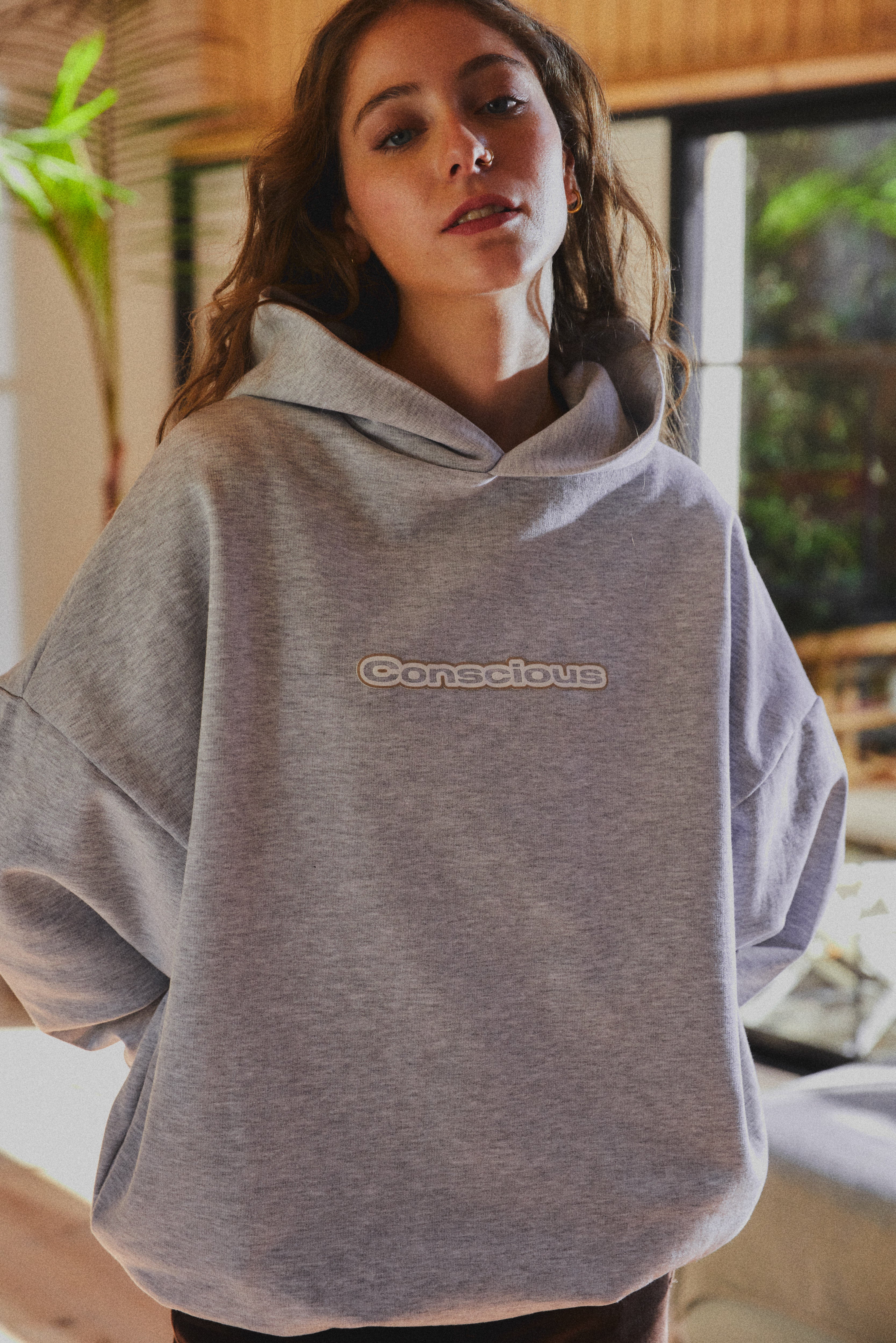 AURA STONE GRAY HIDDEN POCKETS HOODIE