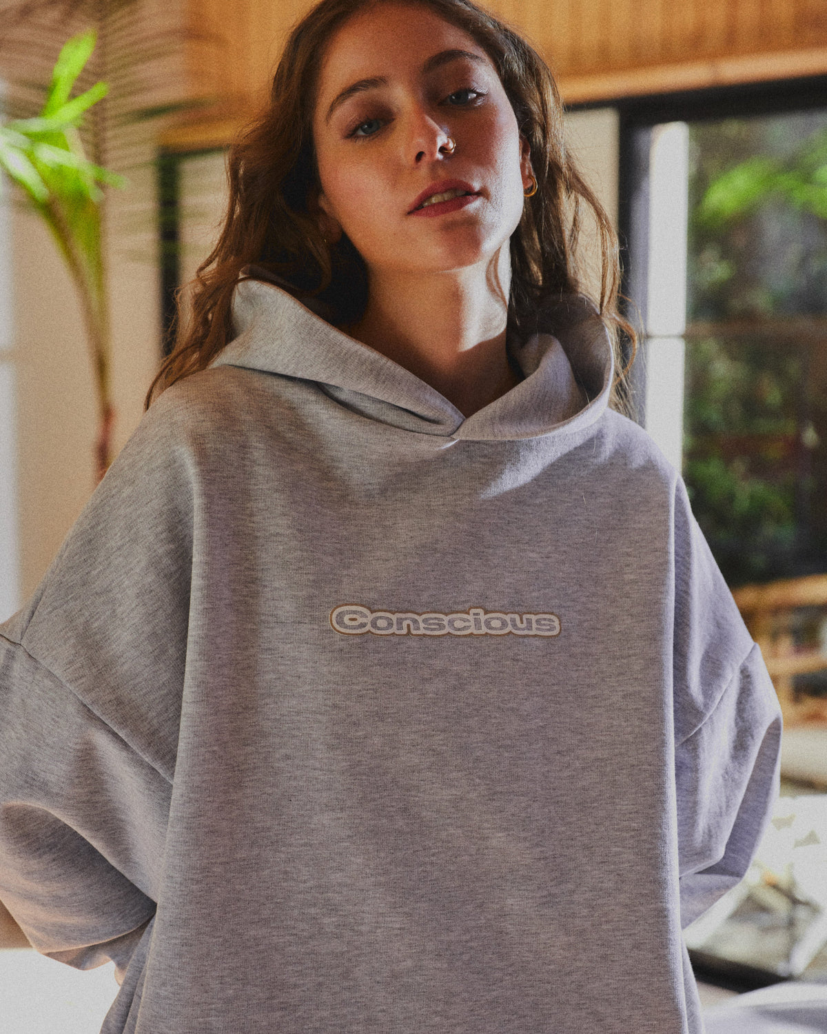 AURA STONE GRAY HIDDEN POCKETS HOODIE
