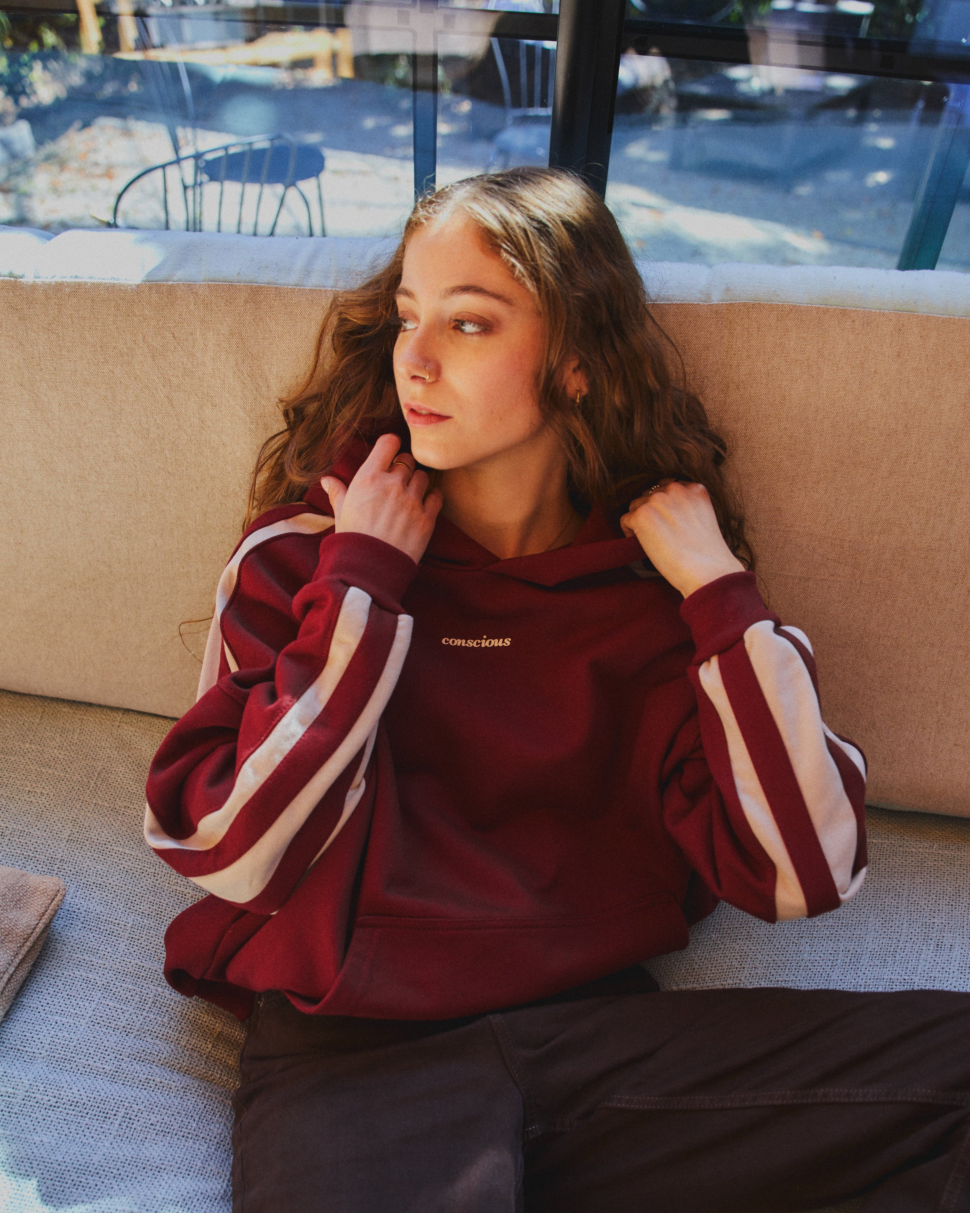 HOODIE CONS STRIPES WINE