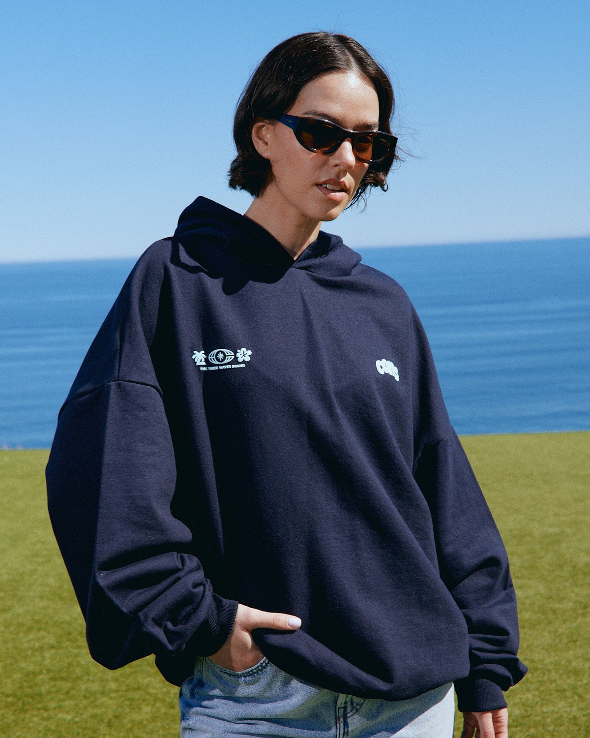 OCEAN BORN BLUE HIDDEN POCKETS HOODIE