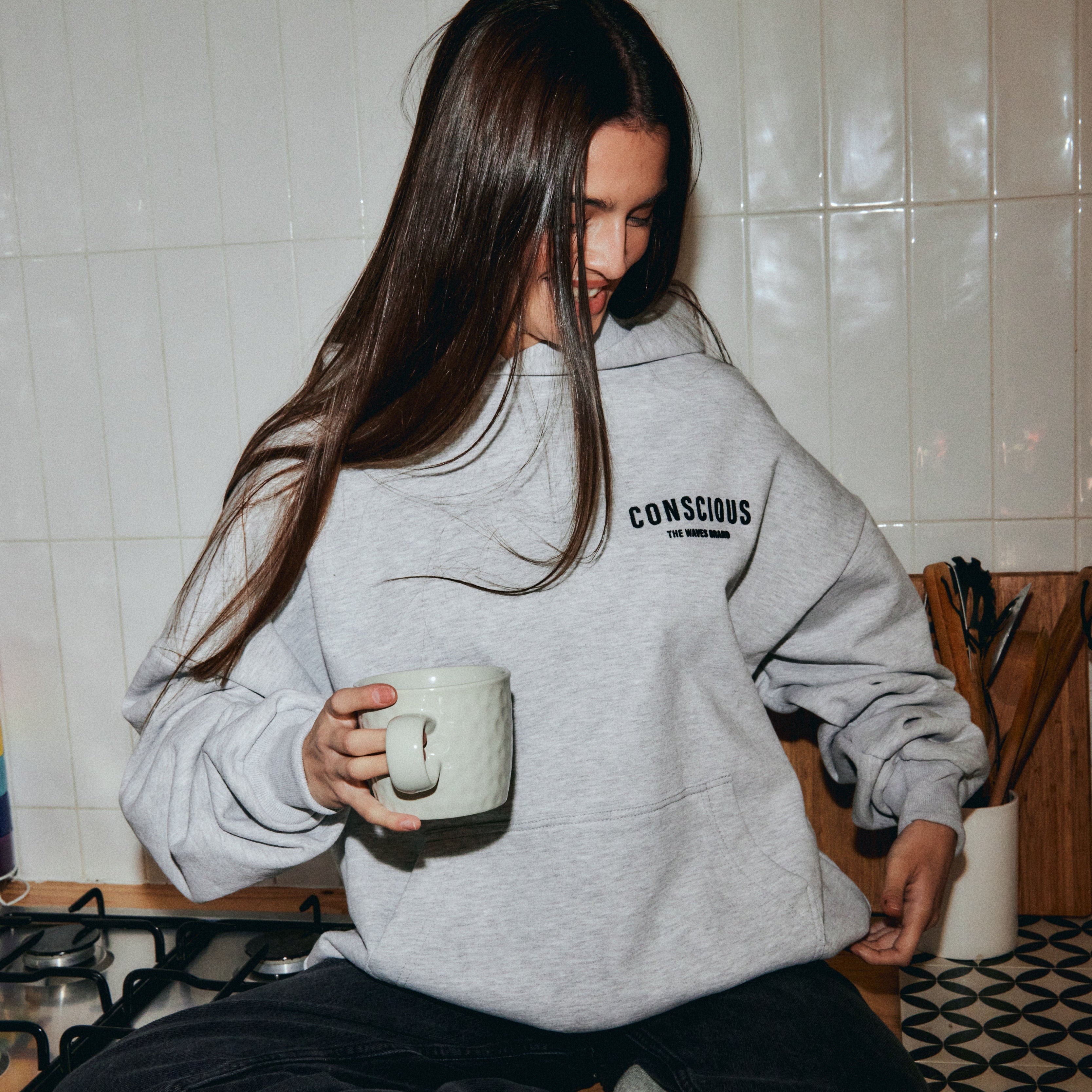 HOODIE BRAND STONE GRAY