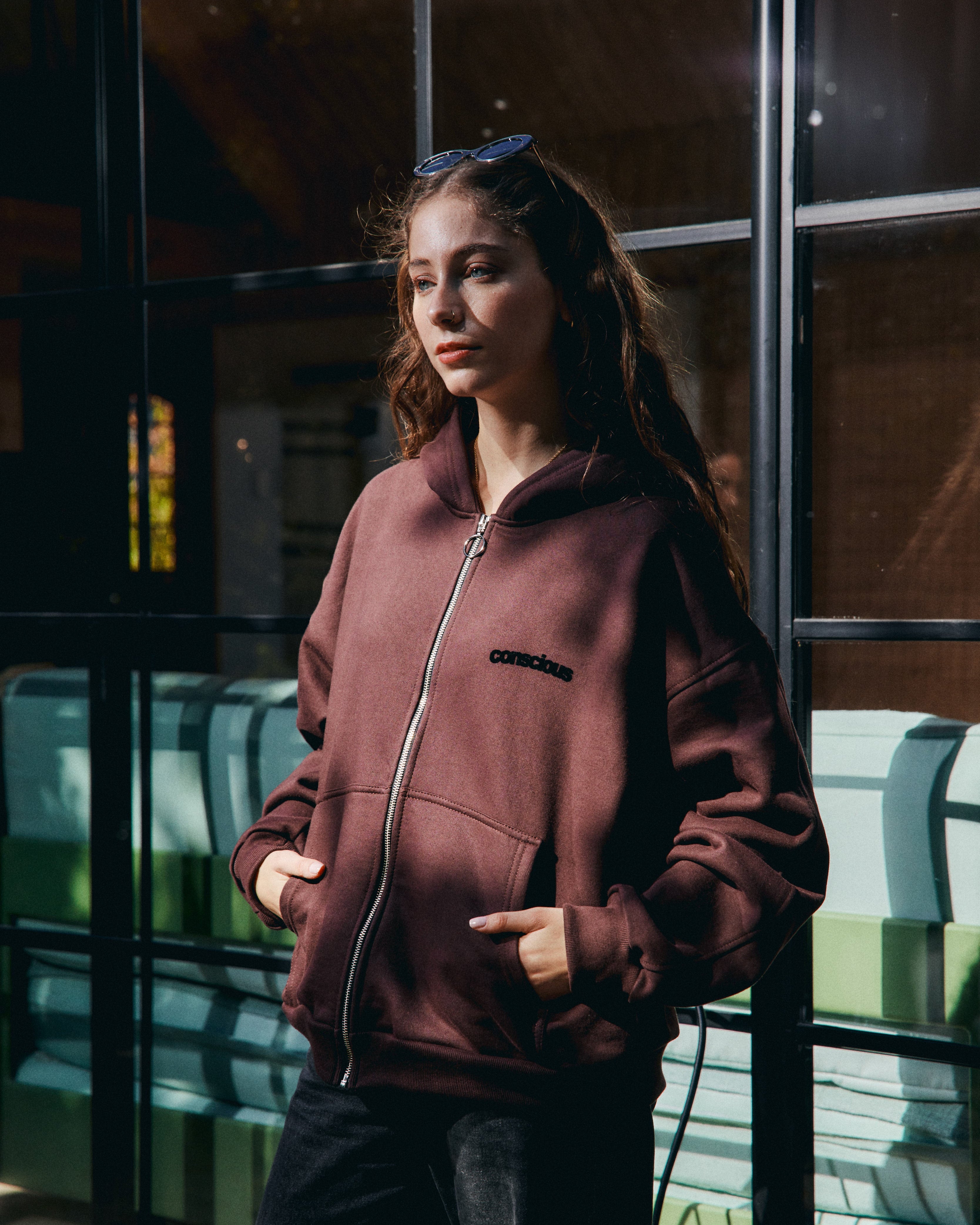 FULL ZIP CONS BROWN