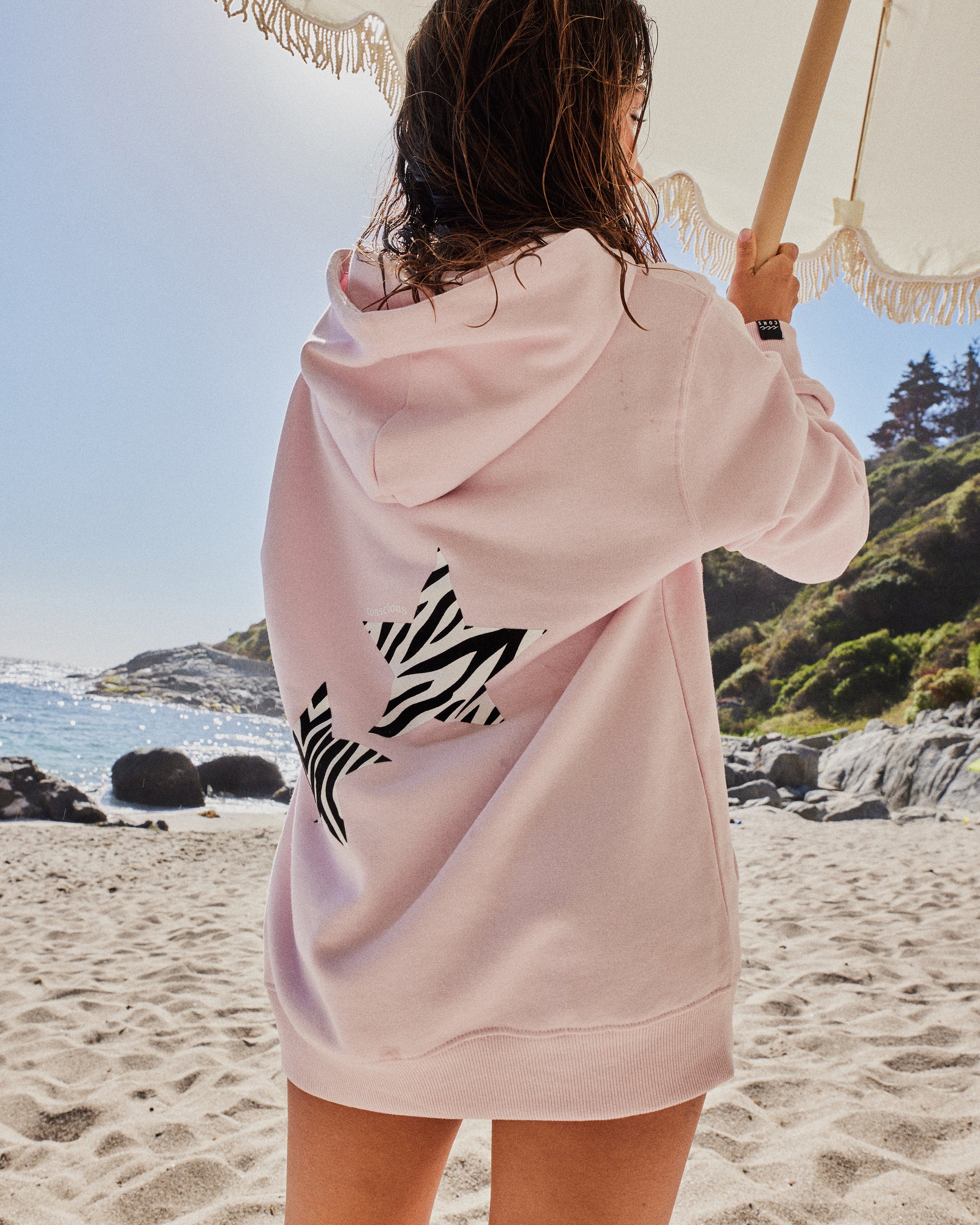 HOODIE ANIMAL PRINT STARS ROSA