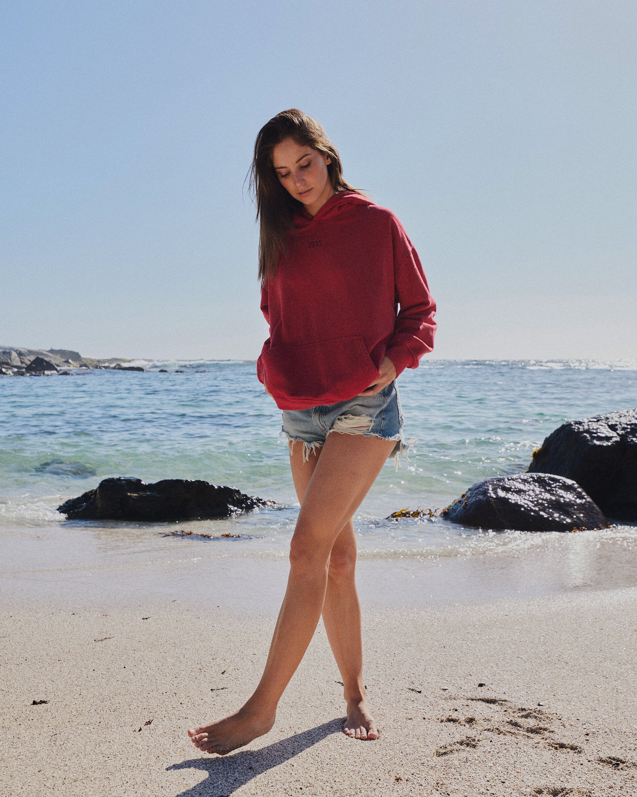 HOODIE CONS RED ACID WASH OVERSIZE