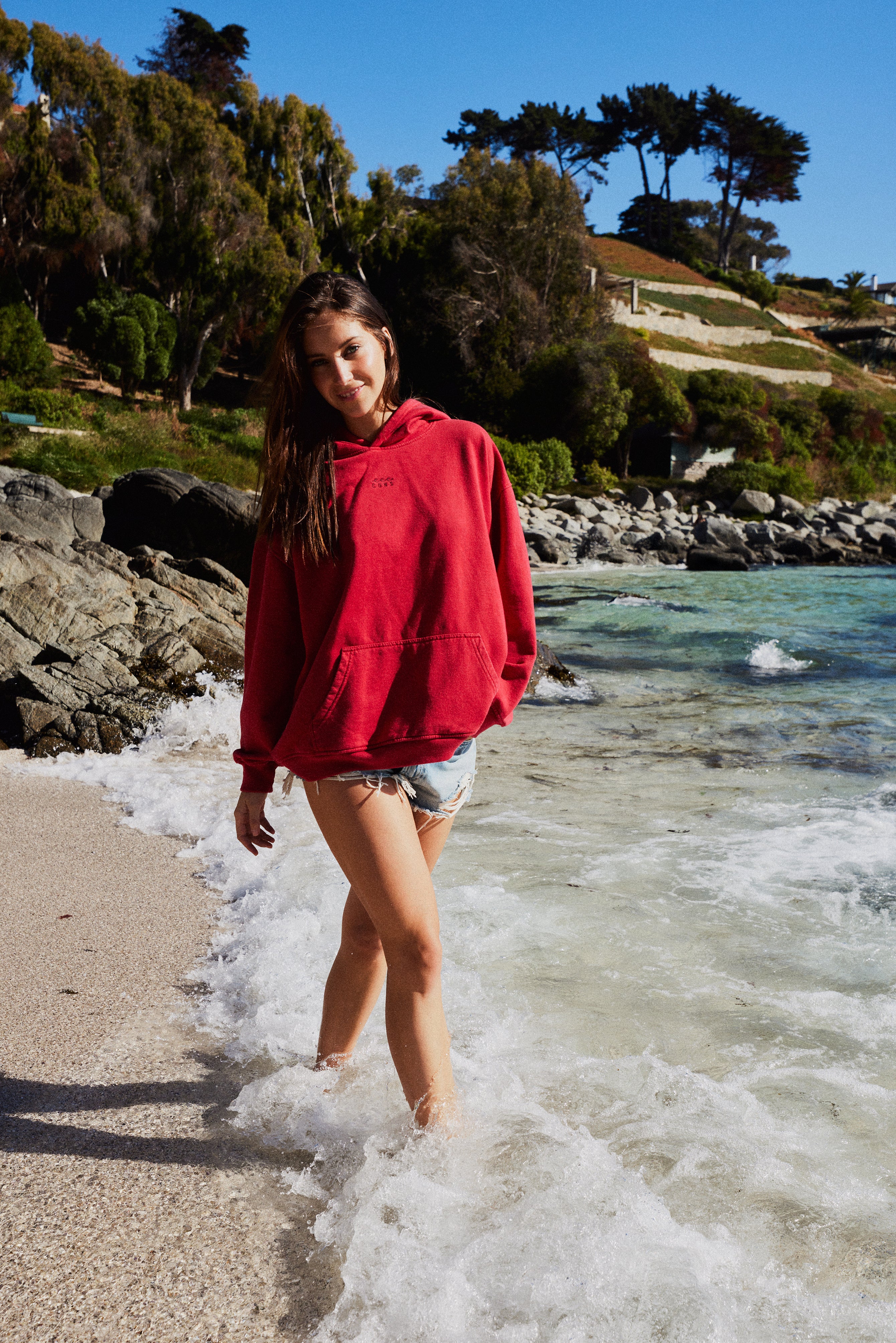 HOODIE CONS RED ACID WASH OVERSIZE