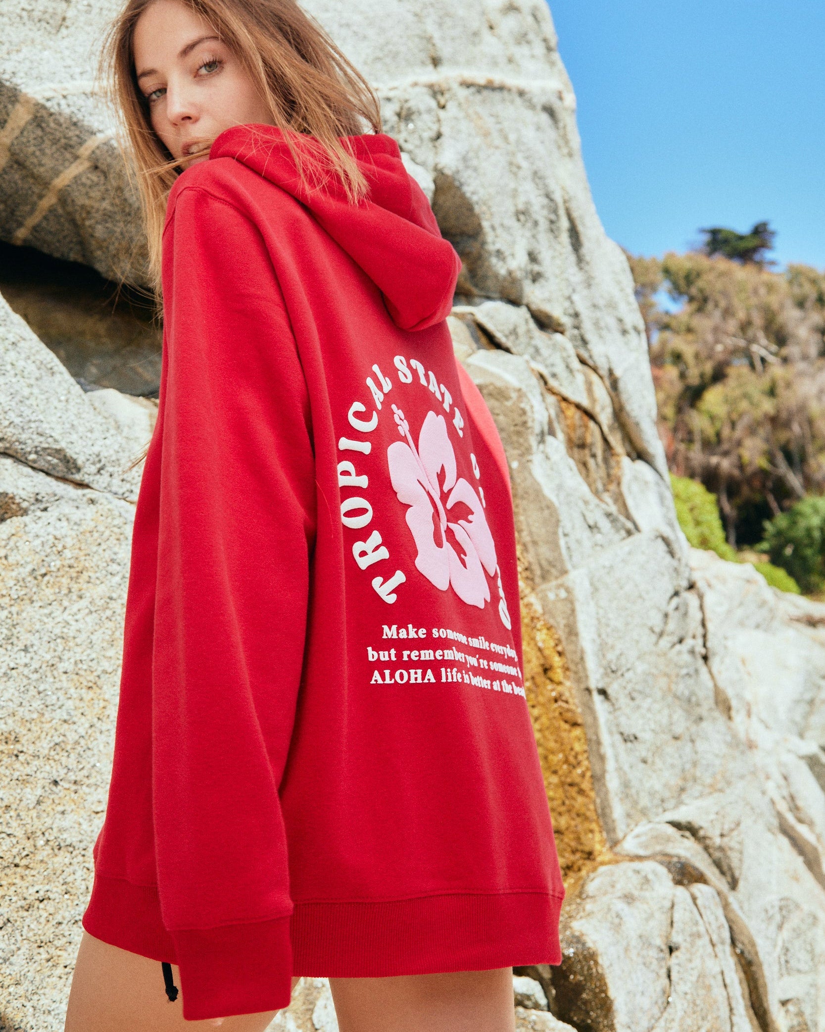 HOODIE HAWAII VIBES ROJO