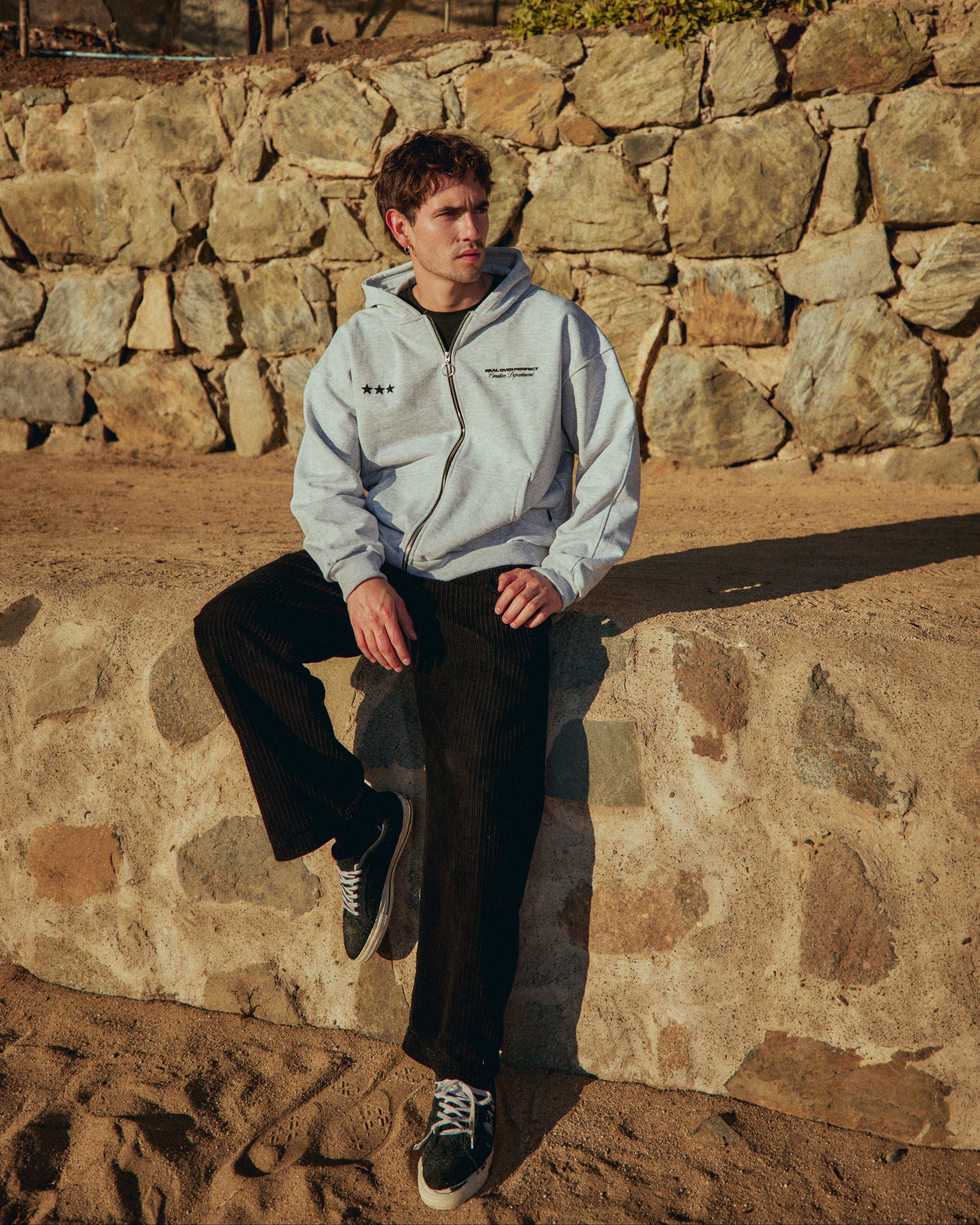 FULL ZIP REAL STUDIO STONE GRAY