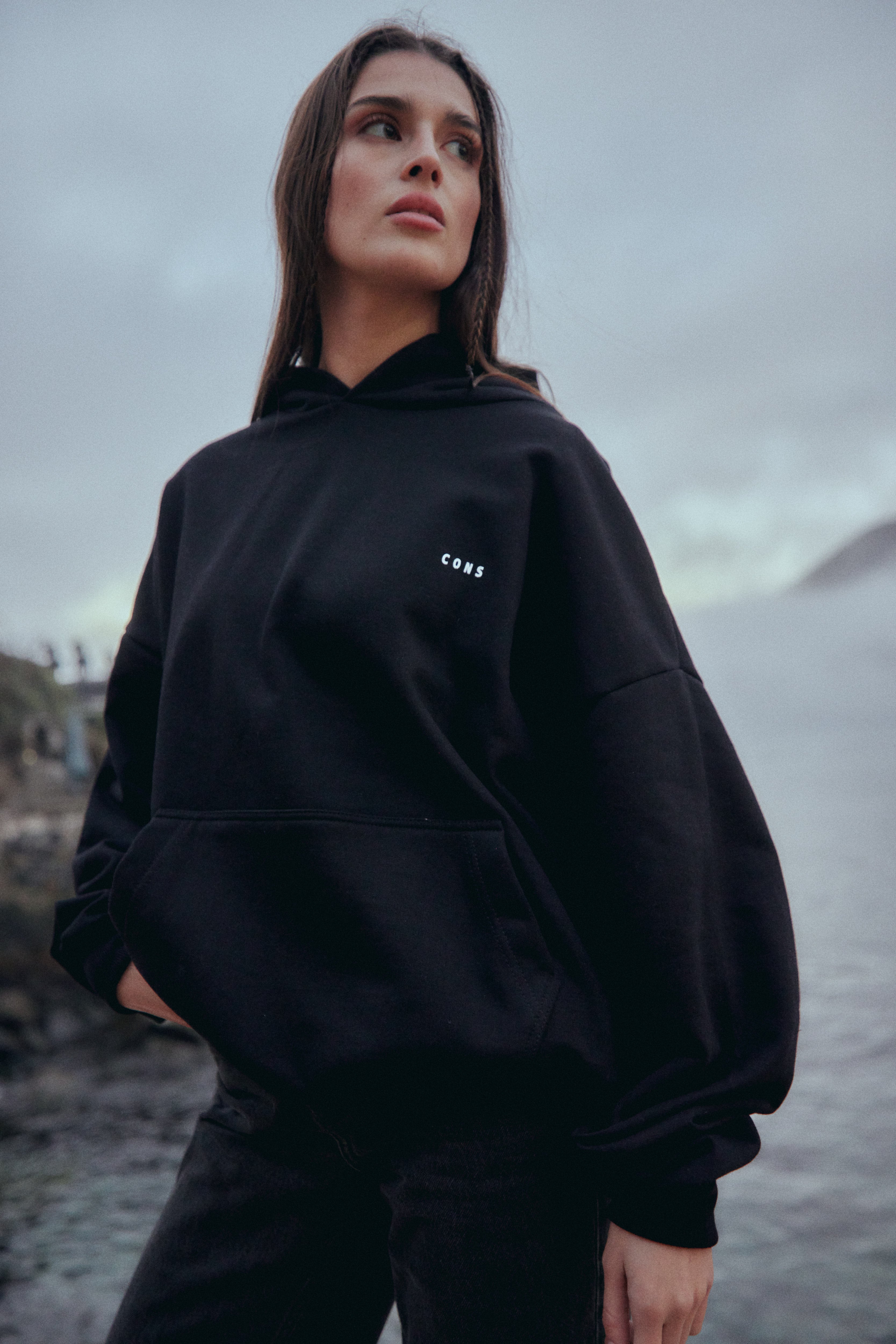 HOODIE PRINT STARS NEGRO