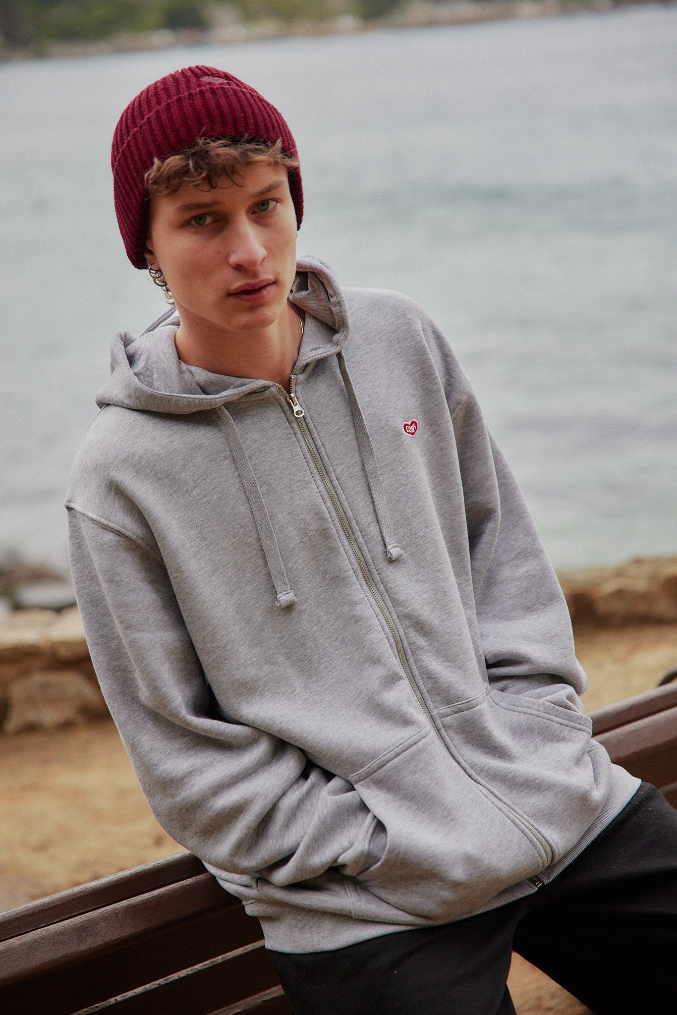 ZIPPER HEART GRIS