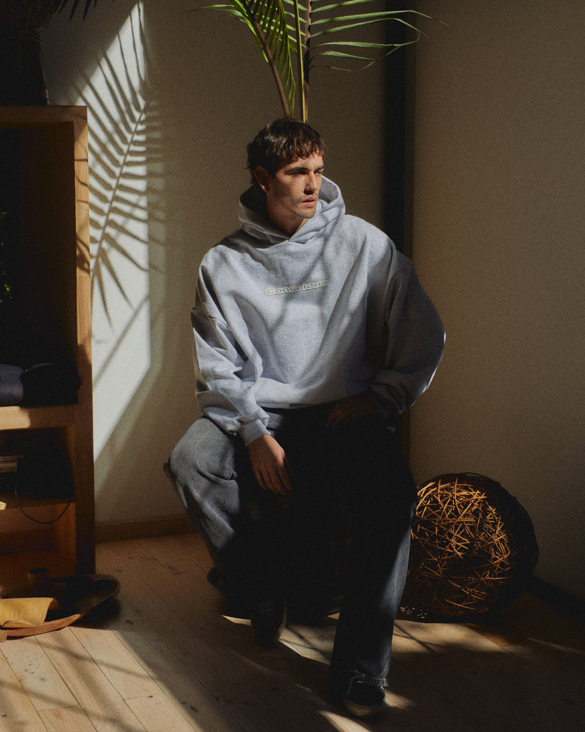 AURA STONE GRAY HIDDEN POCKETS HOODIE