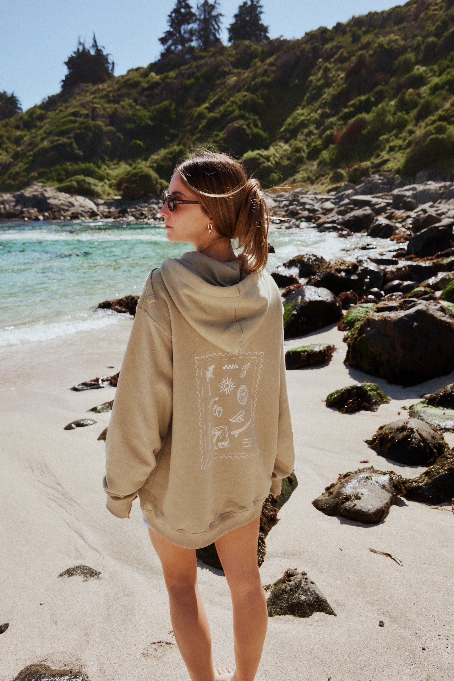 HOODIE BEACH VIBES OLIVO ♀