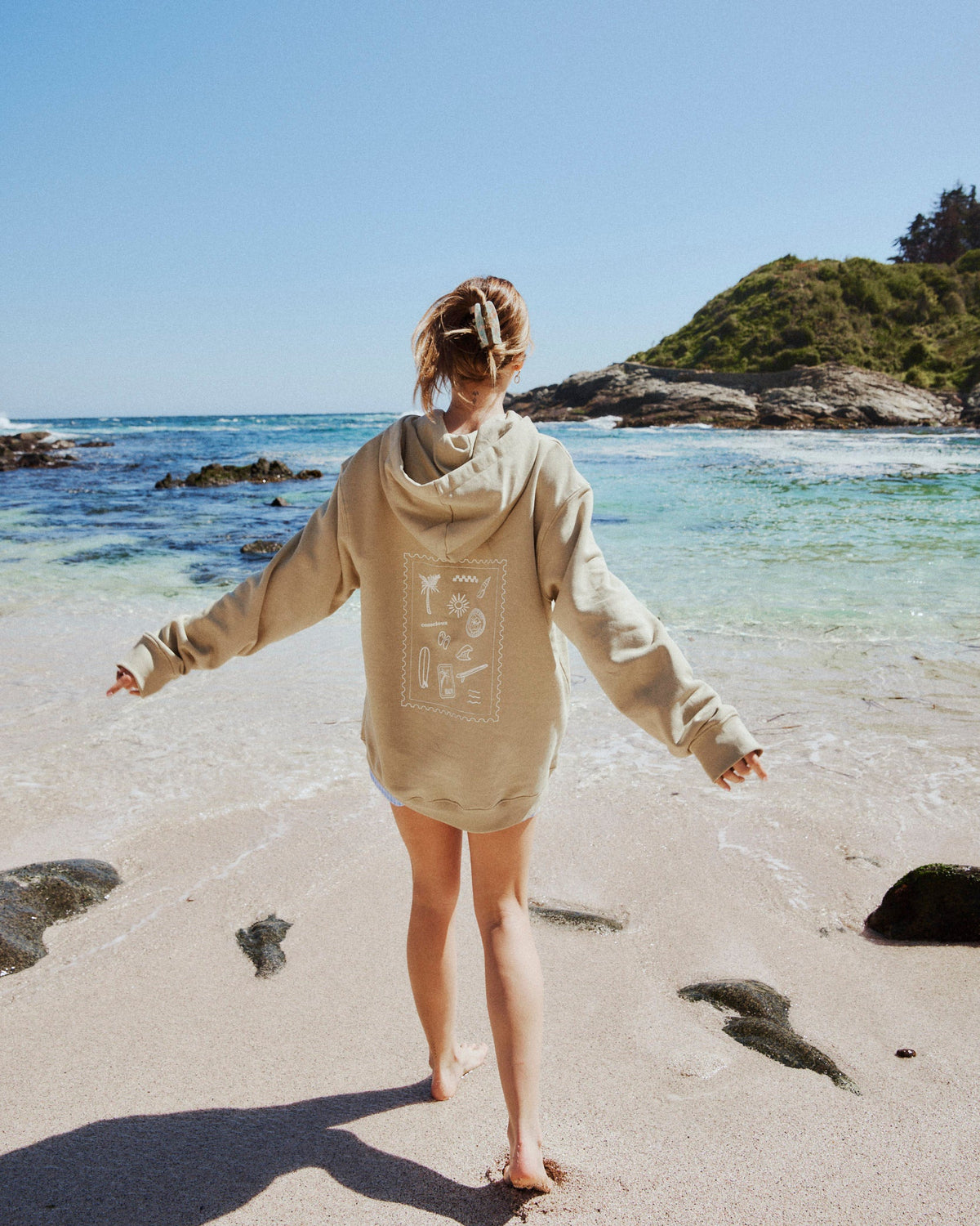 HOODIE BEACH VIBES OLIVO