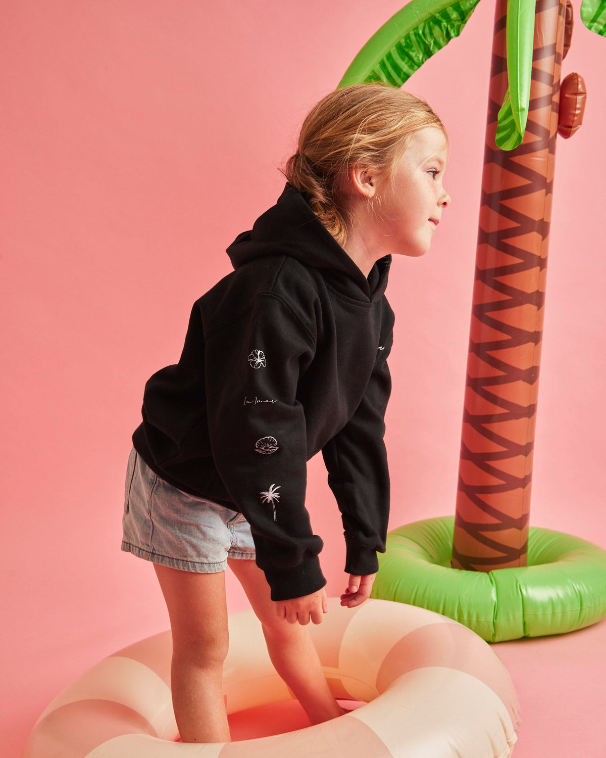 HOODIE SLEEVE BEACH NEGRO KIDS