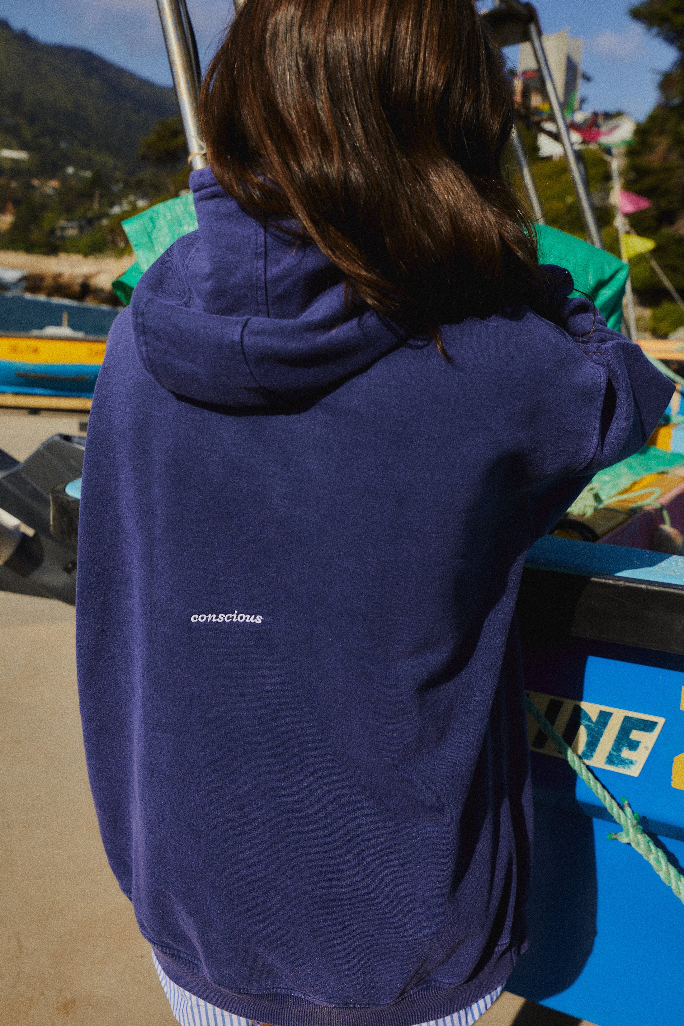 HOODIE CONS STARS BLUE ACID WASH OVERSIZE