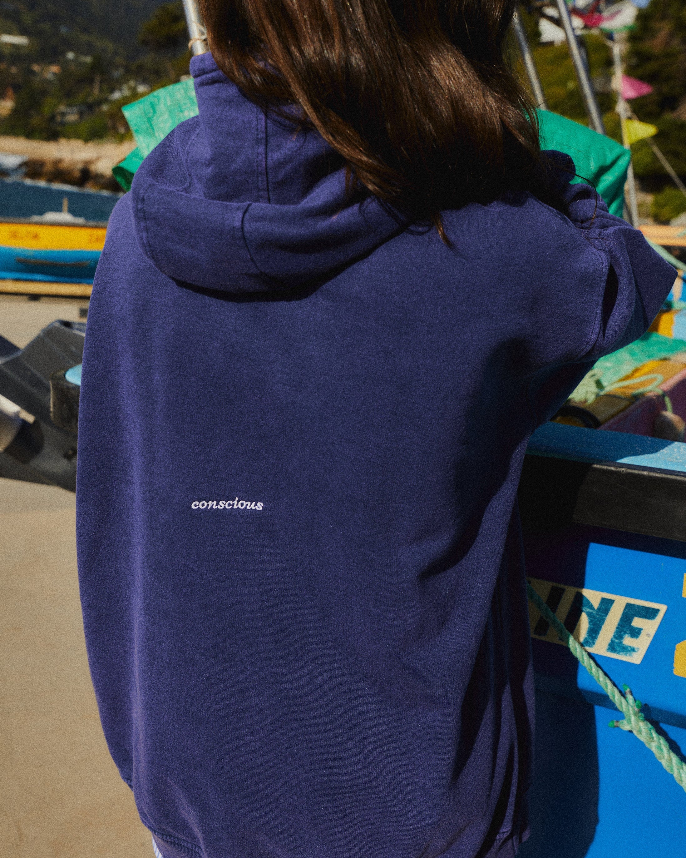 HOODIE CONS STARS BLUE ACID WASH OVERSIZE
