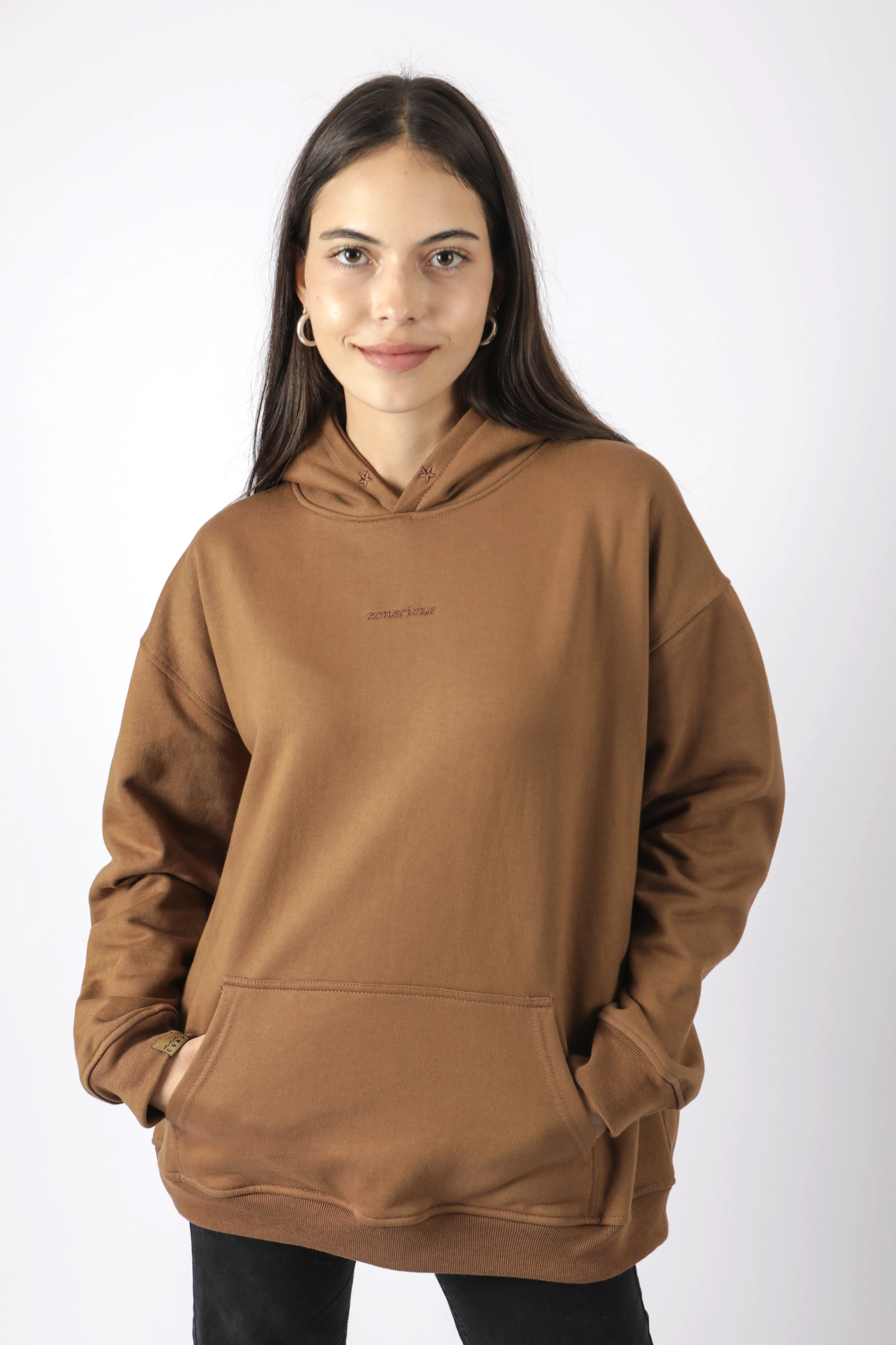 HOODIE CONSCIOUS STARS BROWN OVERSIZE