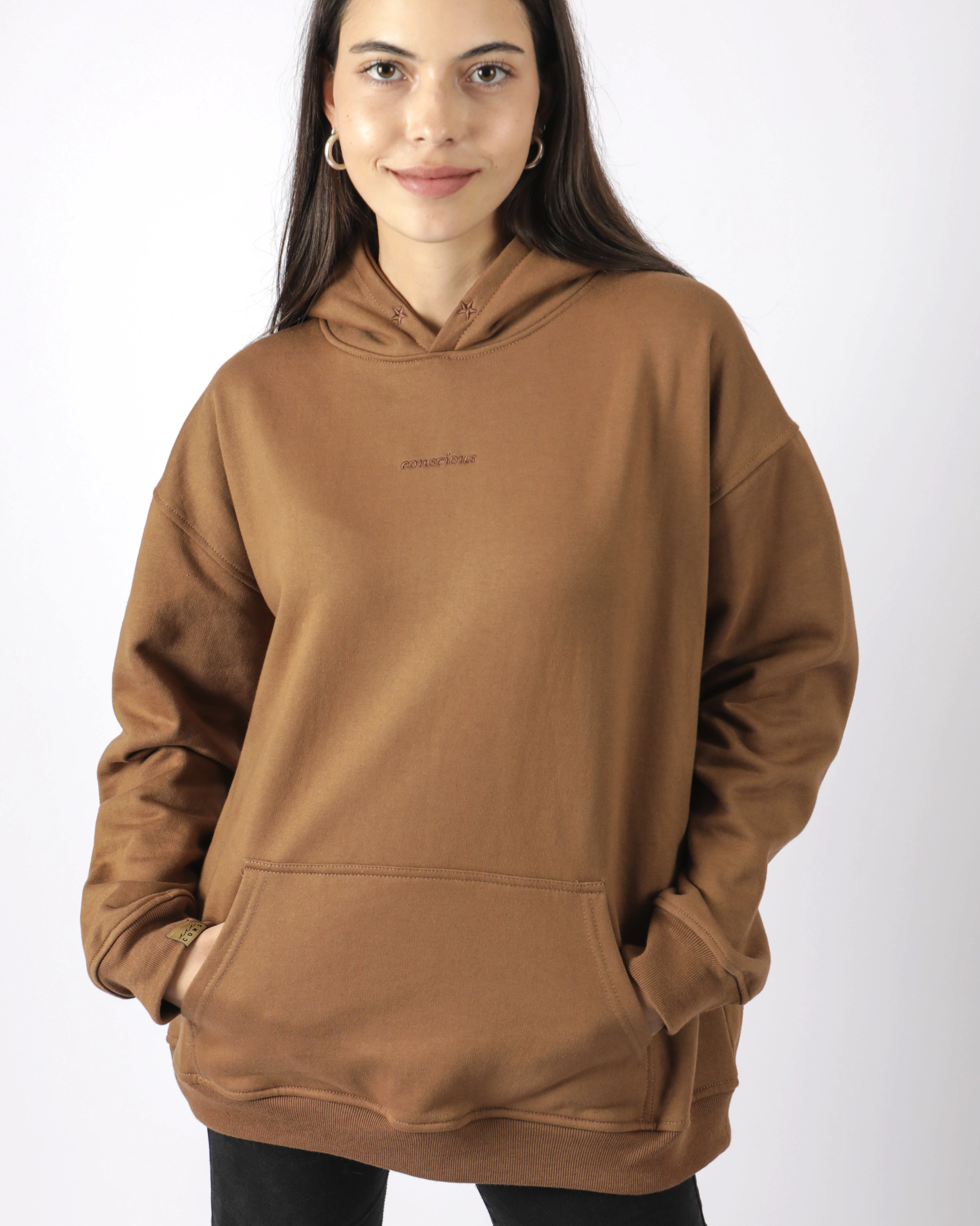 HOODIE CONSCIOUS STARS BROWN OVERSIZE