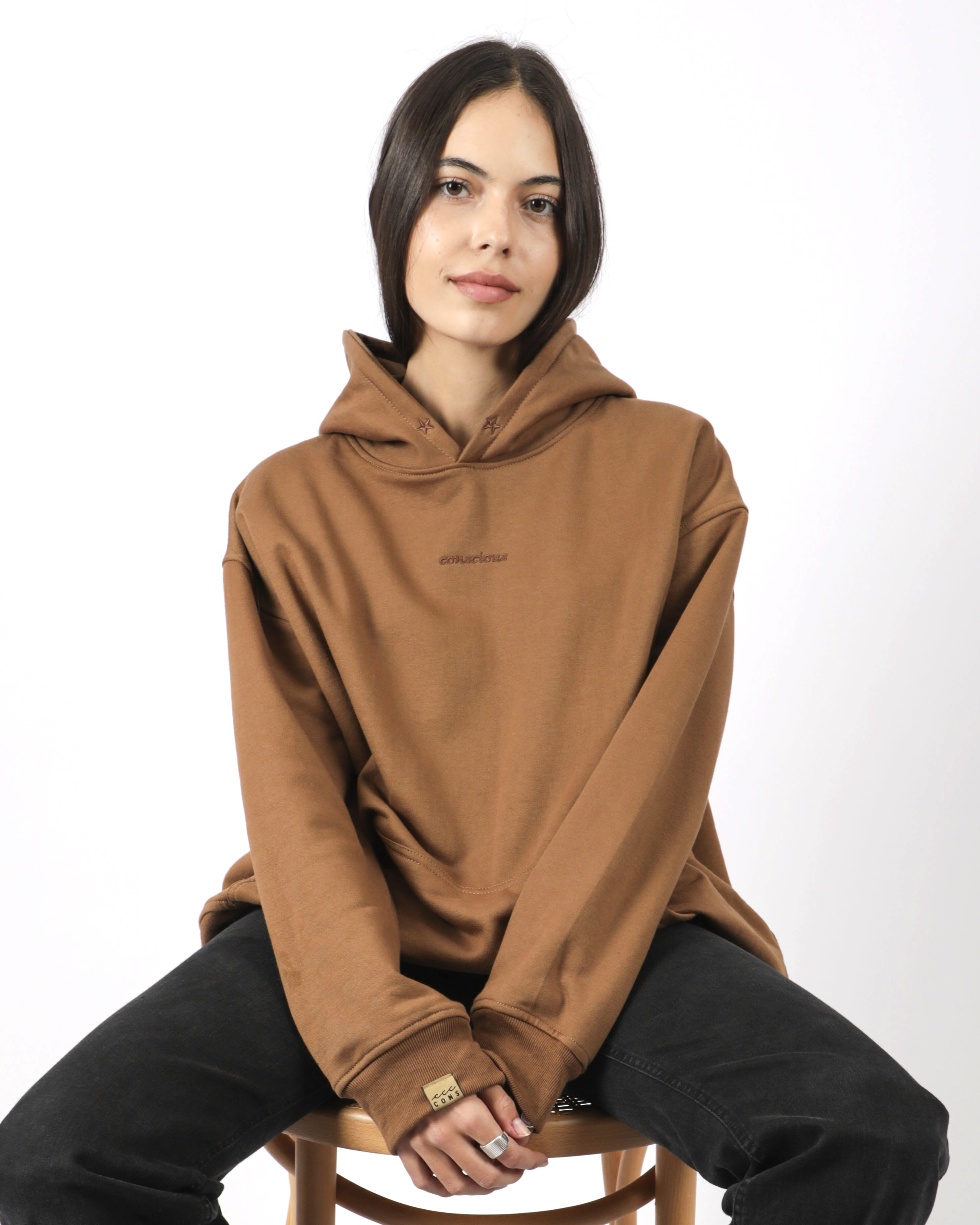 HOODIE CONSCIOUS STARS BROWN OVERSIZE
