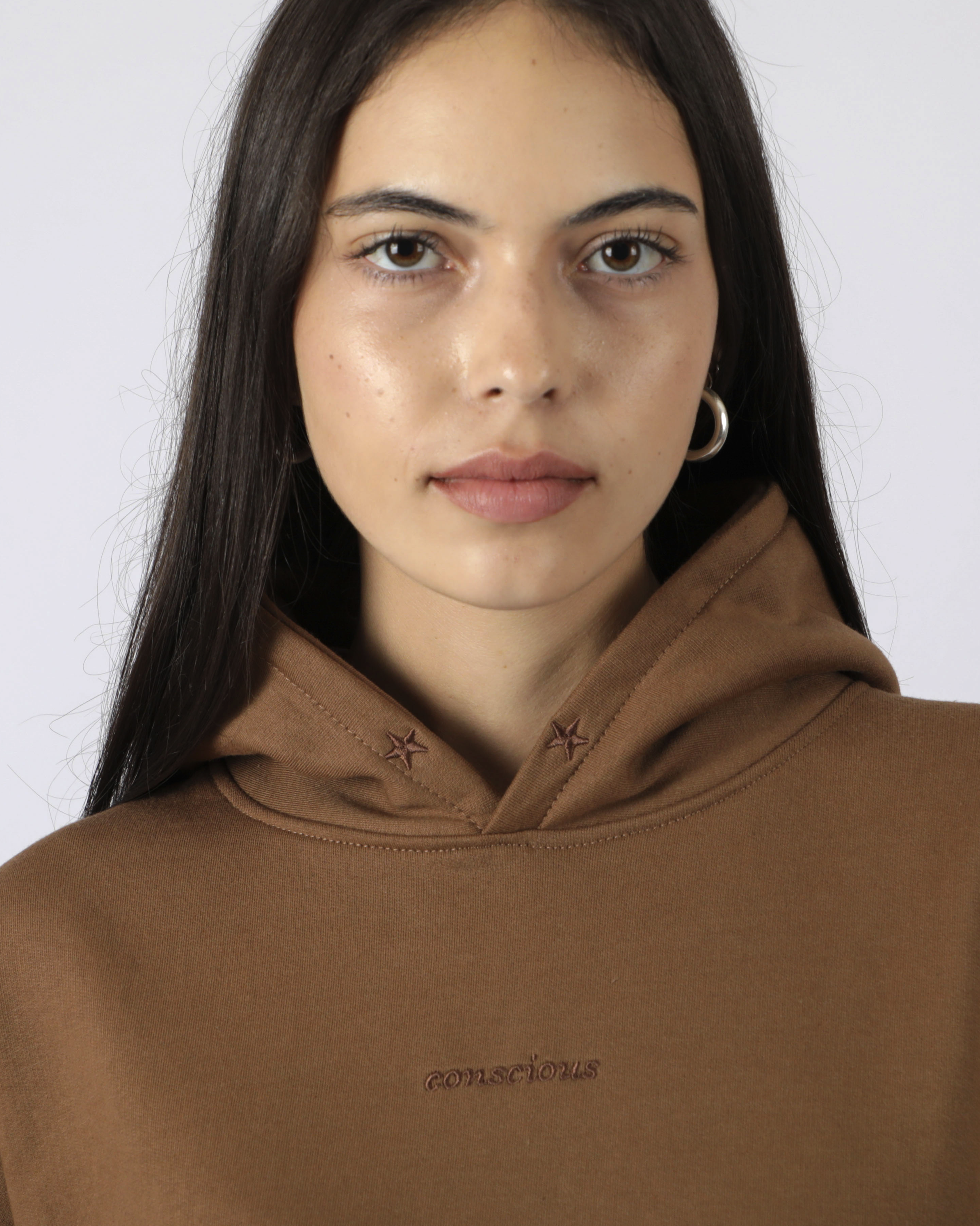 HOODIE CONSCIOUS STARS BROWN OVERSIZE