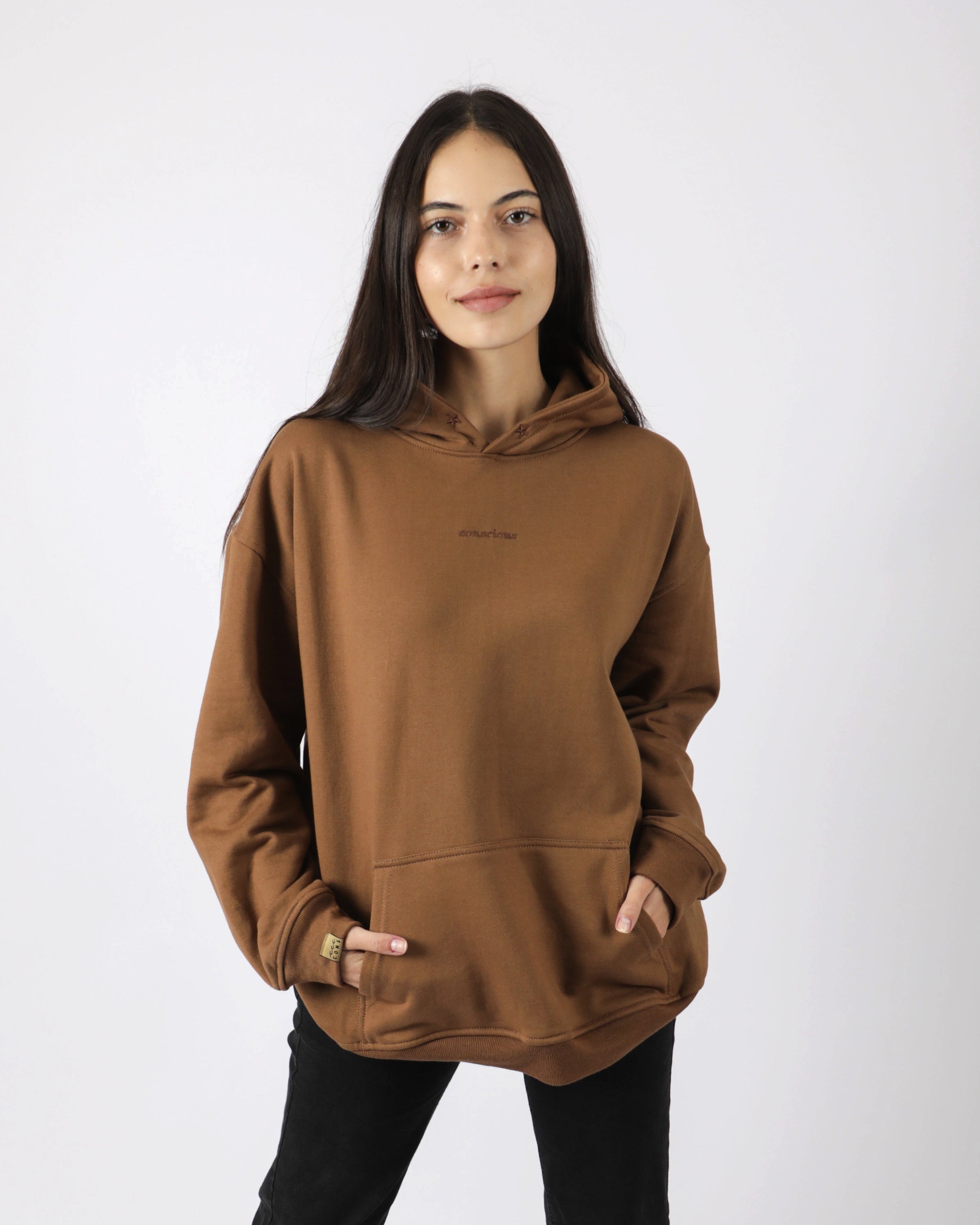 HOODIE CONSCIOUS STARS BROWN OVERSIZE