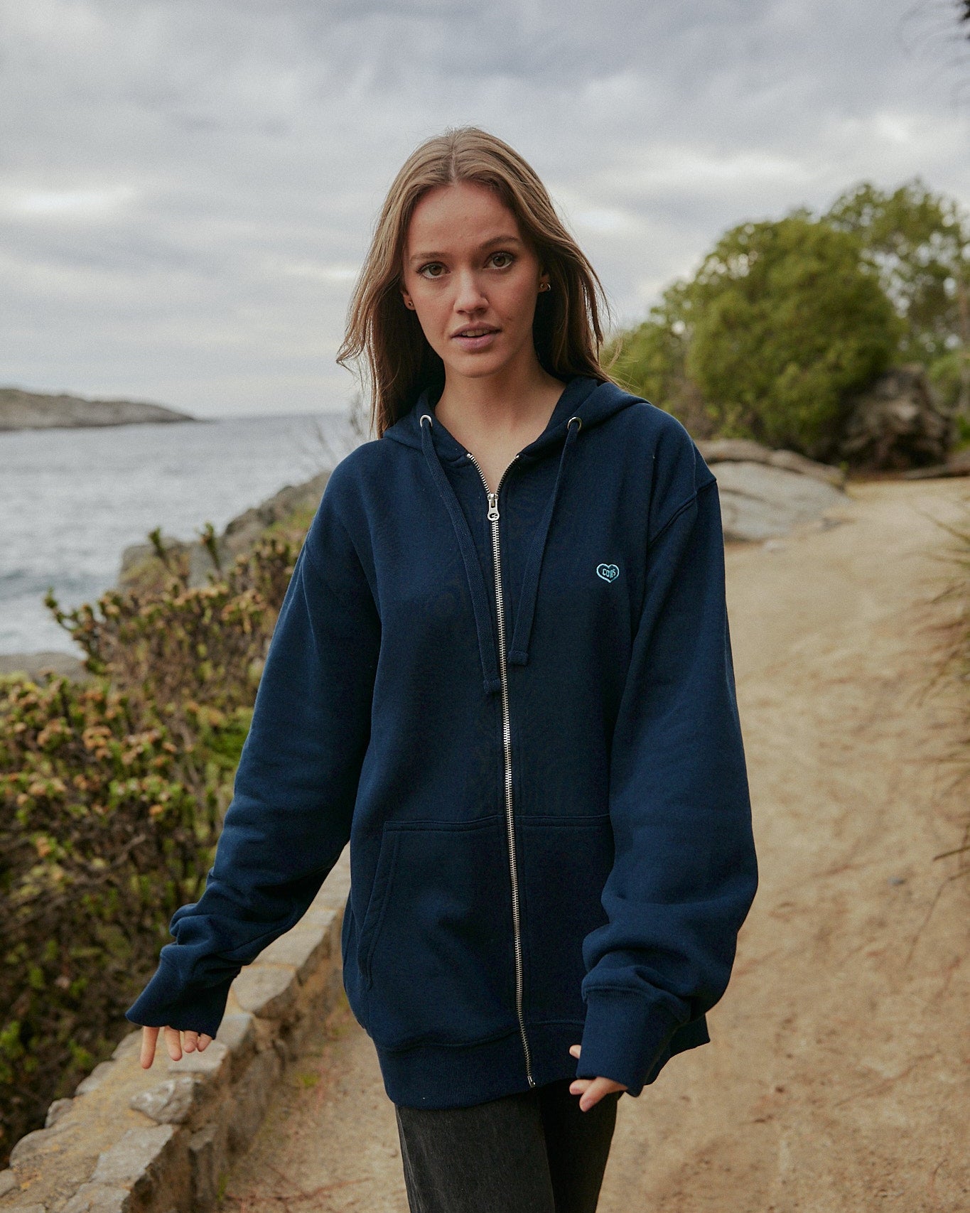 ZIPPER HEART AZUL MARINO