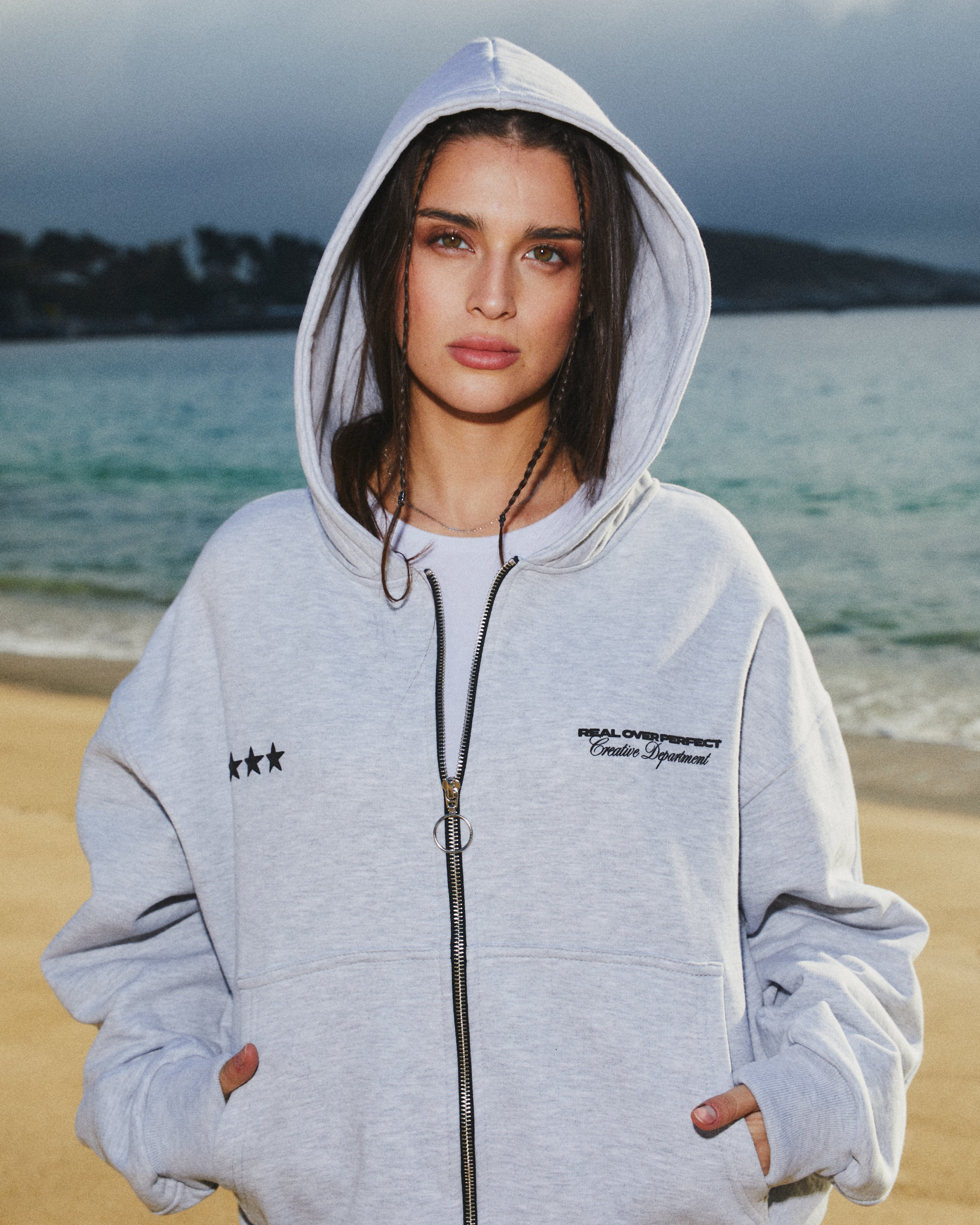 FULL ZIP REAL STUDIO STONE GRAY