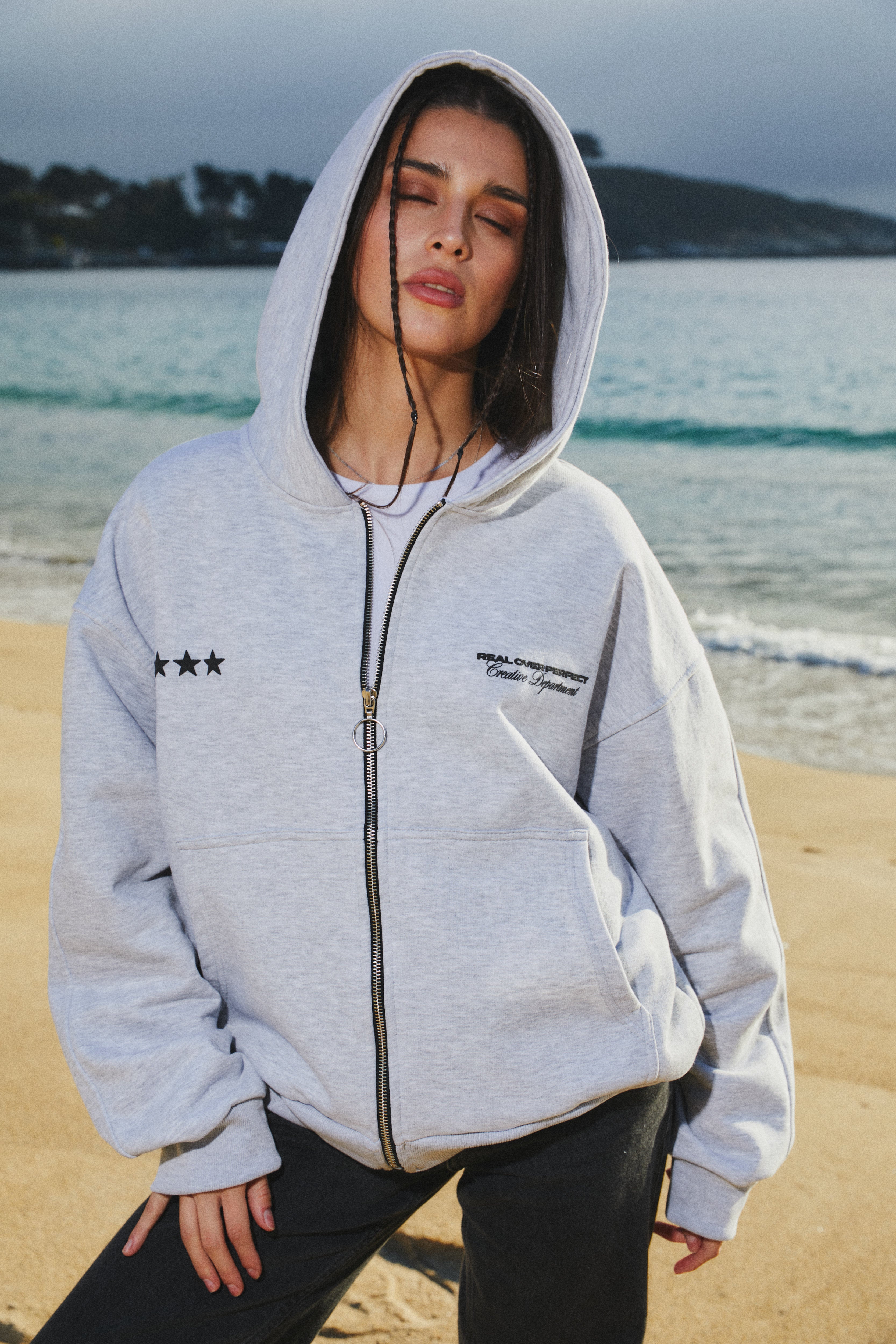 FULL ZIP REAL STUDIO STONE GRAY