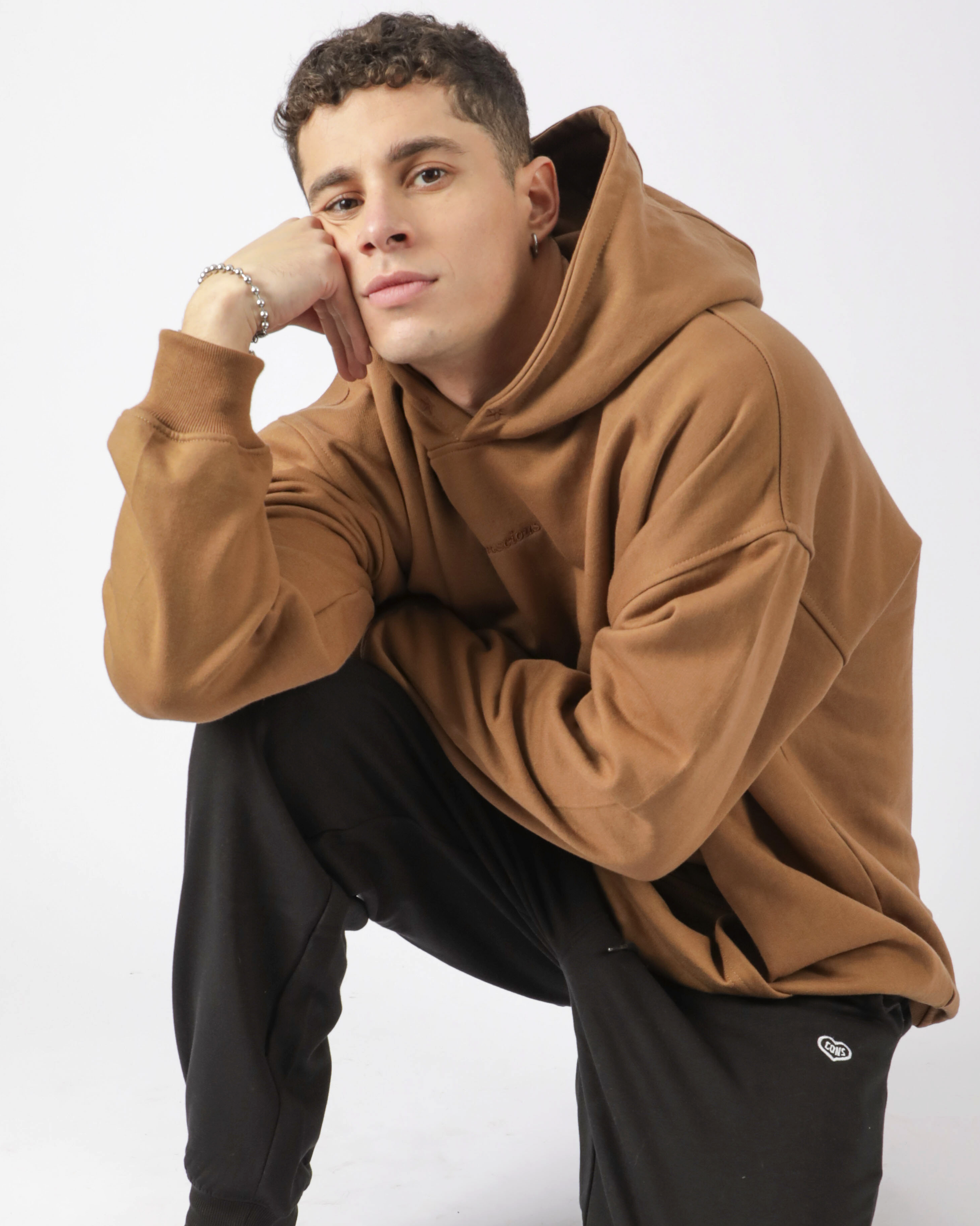 HOODIE CONSCIOUS STARS BROWN OVERSIZE