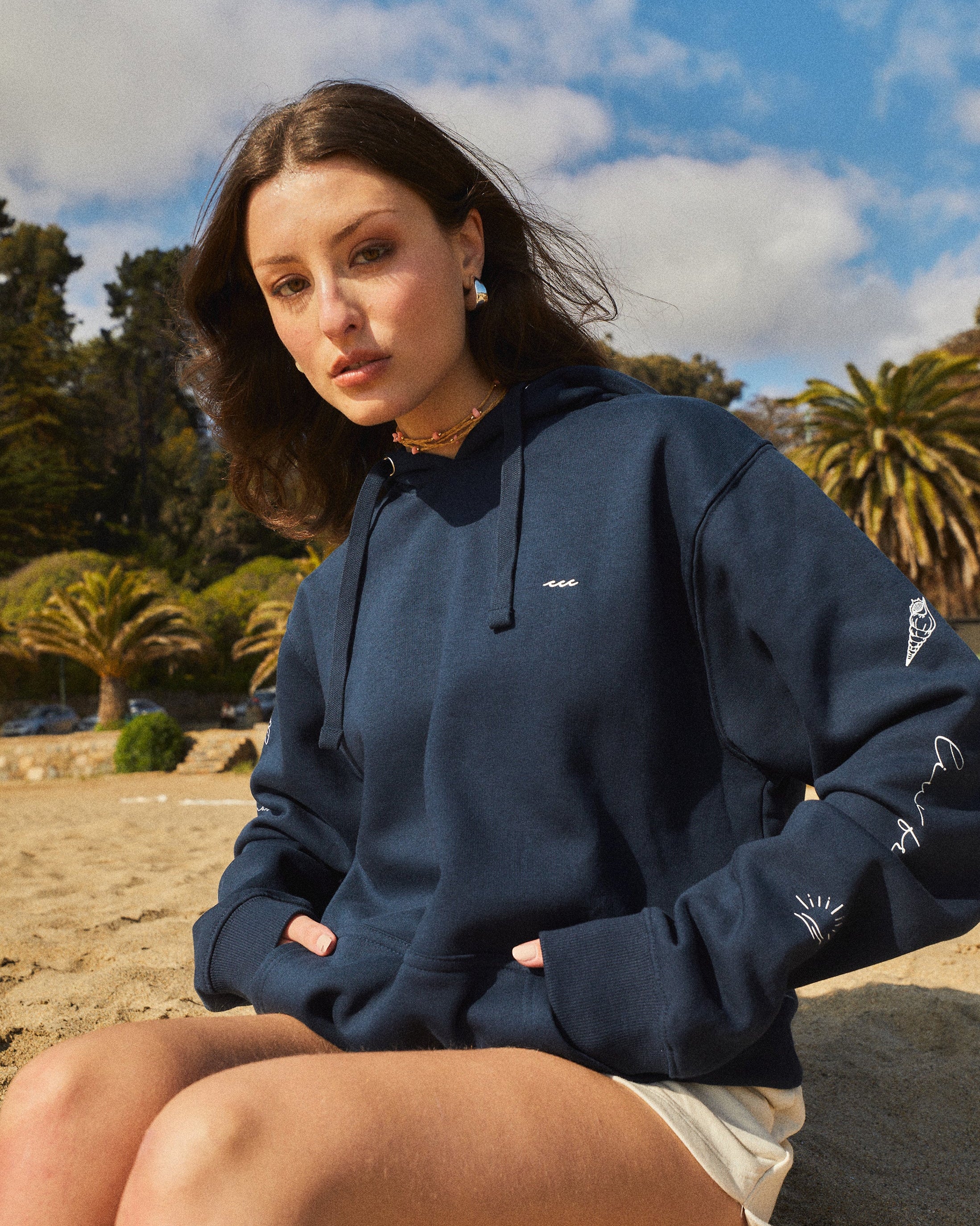 HOODIE SLEEVE BEACH DEEP BLUE