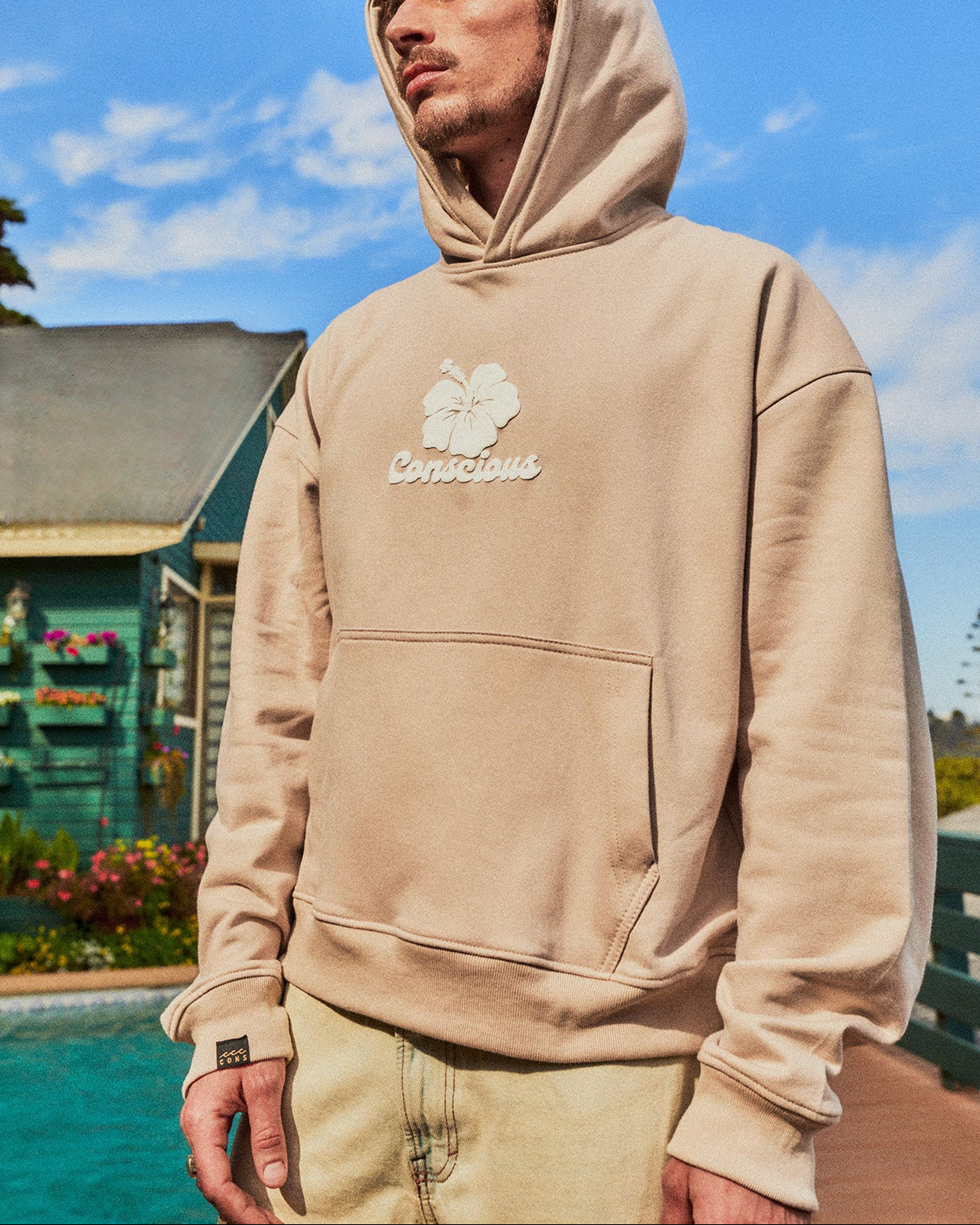 HOODIE HIBISCUS SAND BOXY FIT