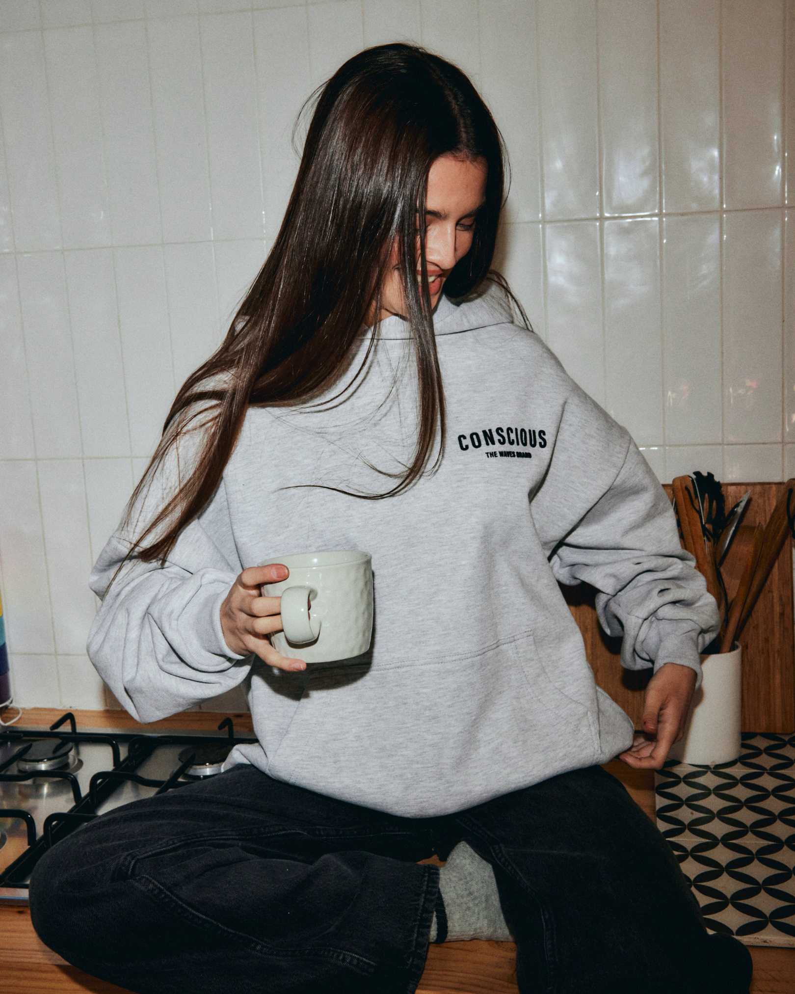 HOODIE BRAND STONE GRAY
