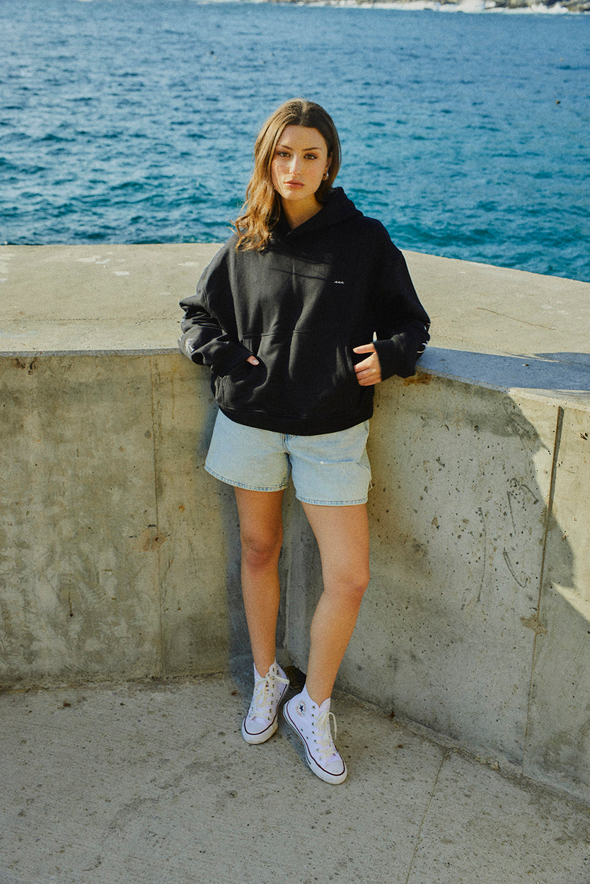 HOODIE PALM TREE BLACK BOXY FIT ♀