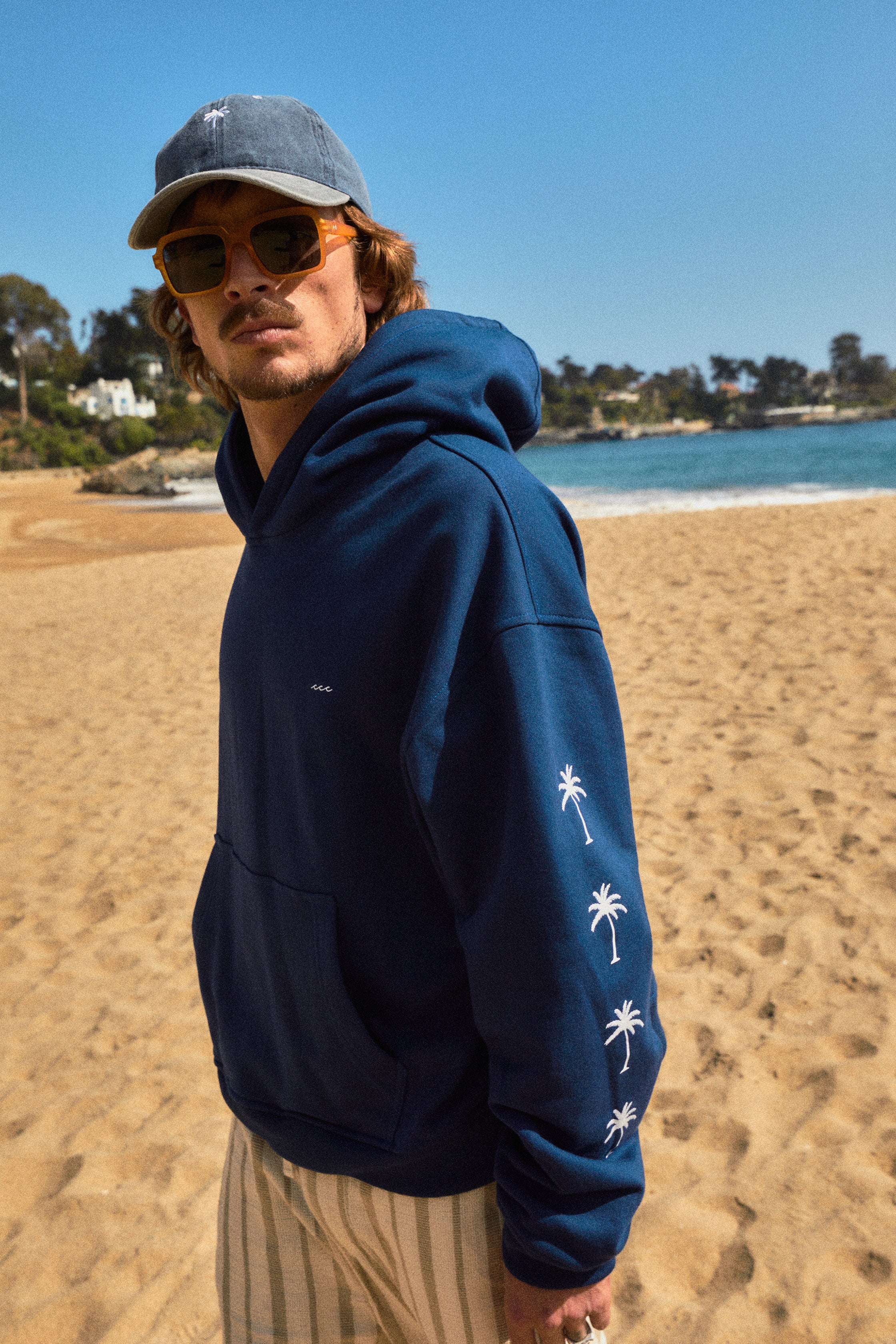 HOODIE PALM TREE BLUE BOXY FIT