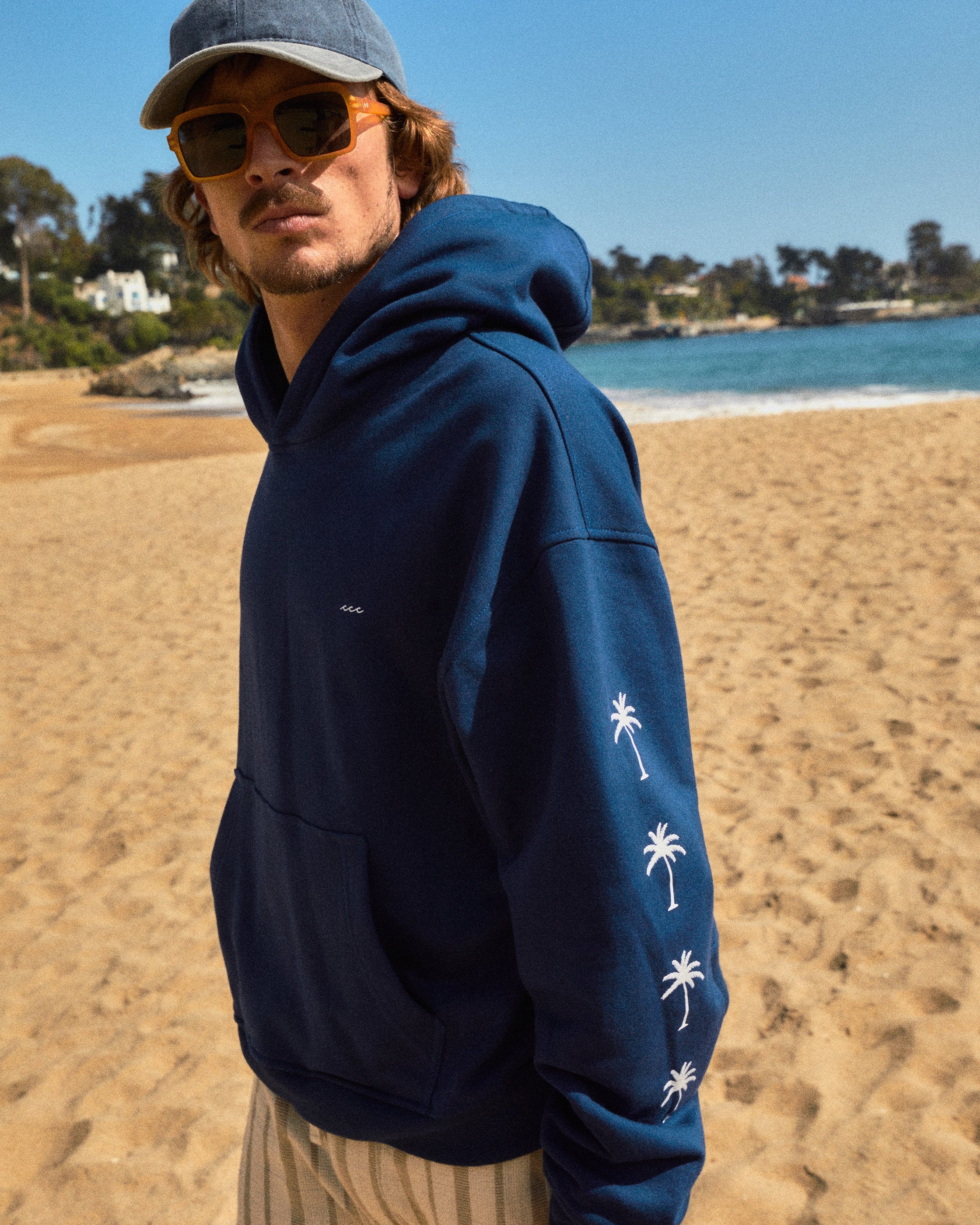 HOODIE PALM TREE BLUE BOXY FIT