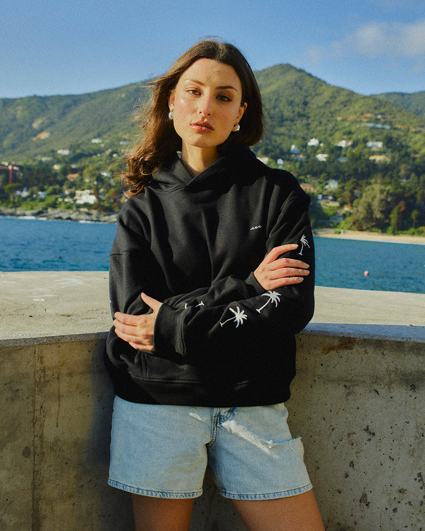 HOODIE PALM TREE BLACK BOXY FIT
