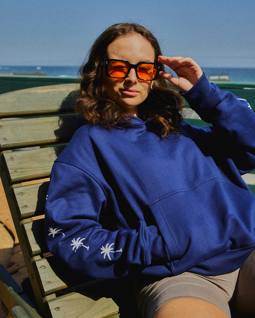 HOODIE PALM TREE BLUE BOXY FIT