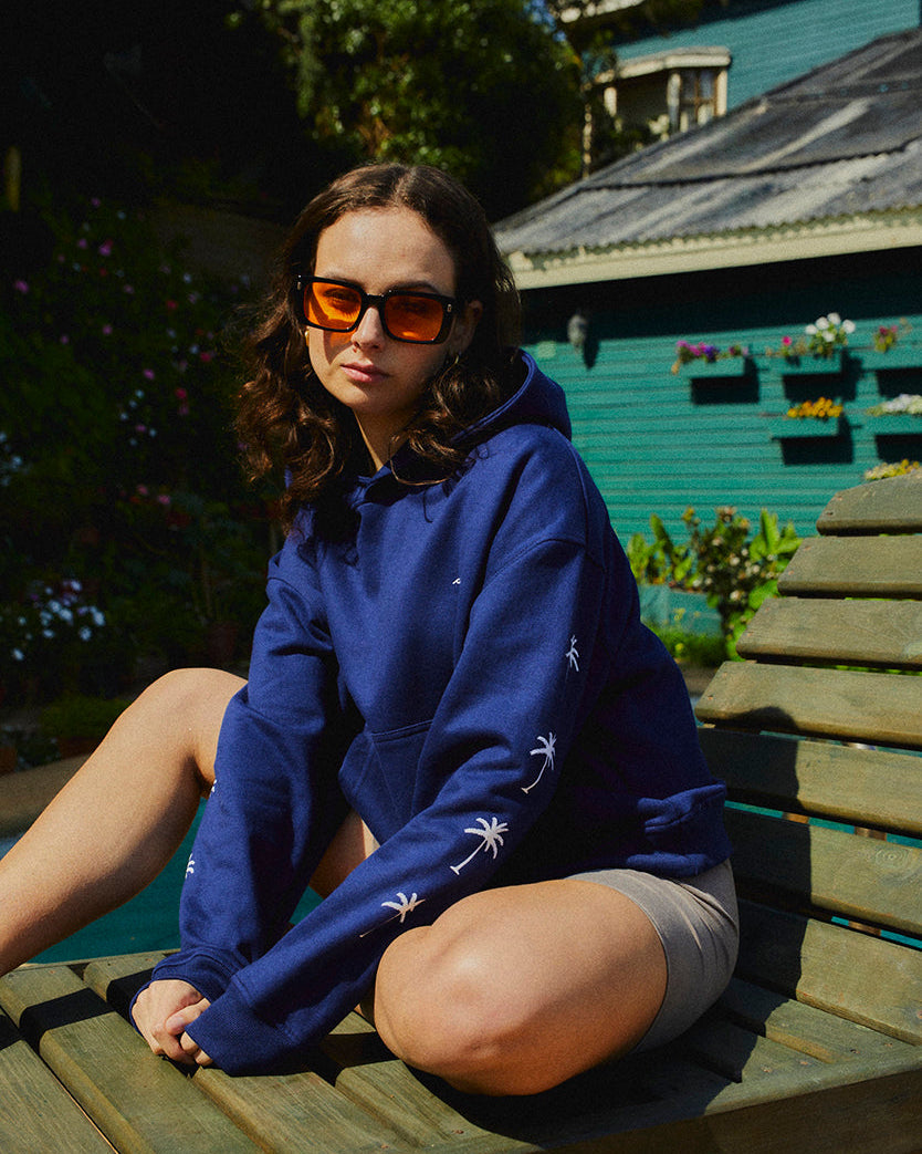 HOODIE PALM TREE BLUE BOXY FIT