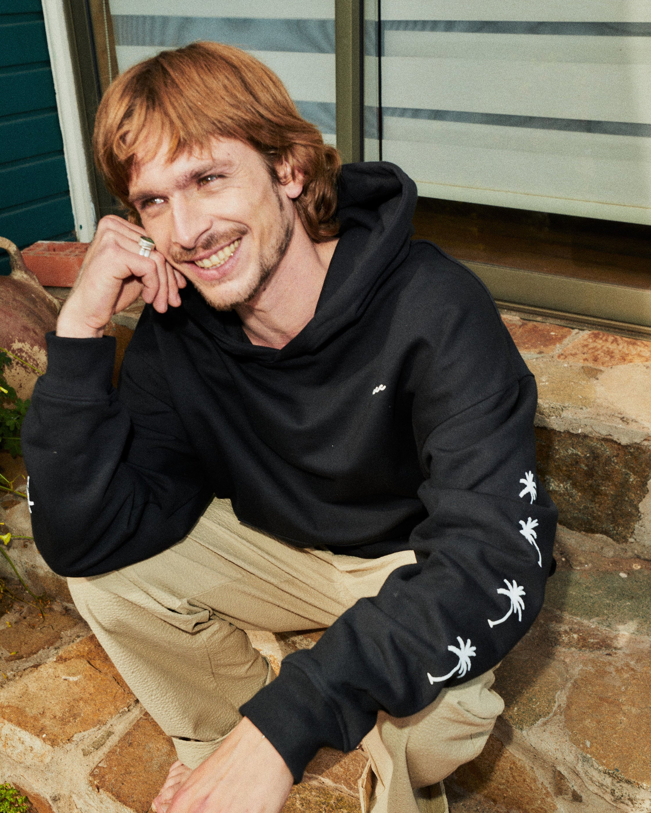 HOODIE PALM TREE BLACK BOXY FIT