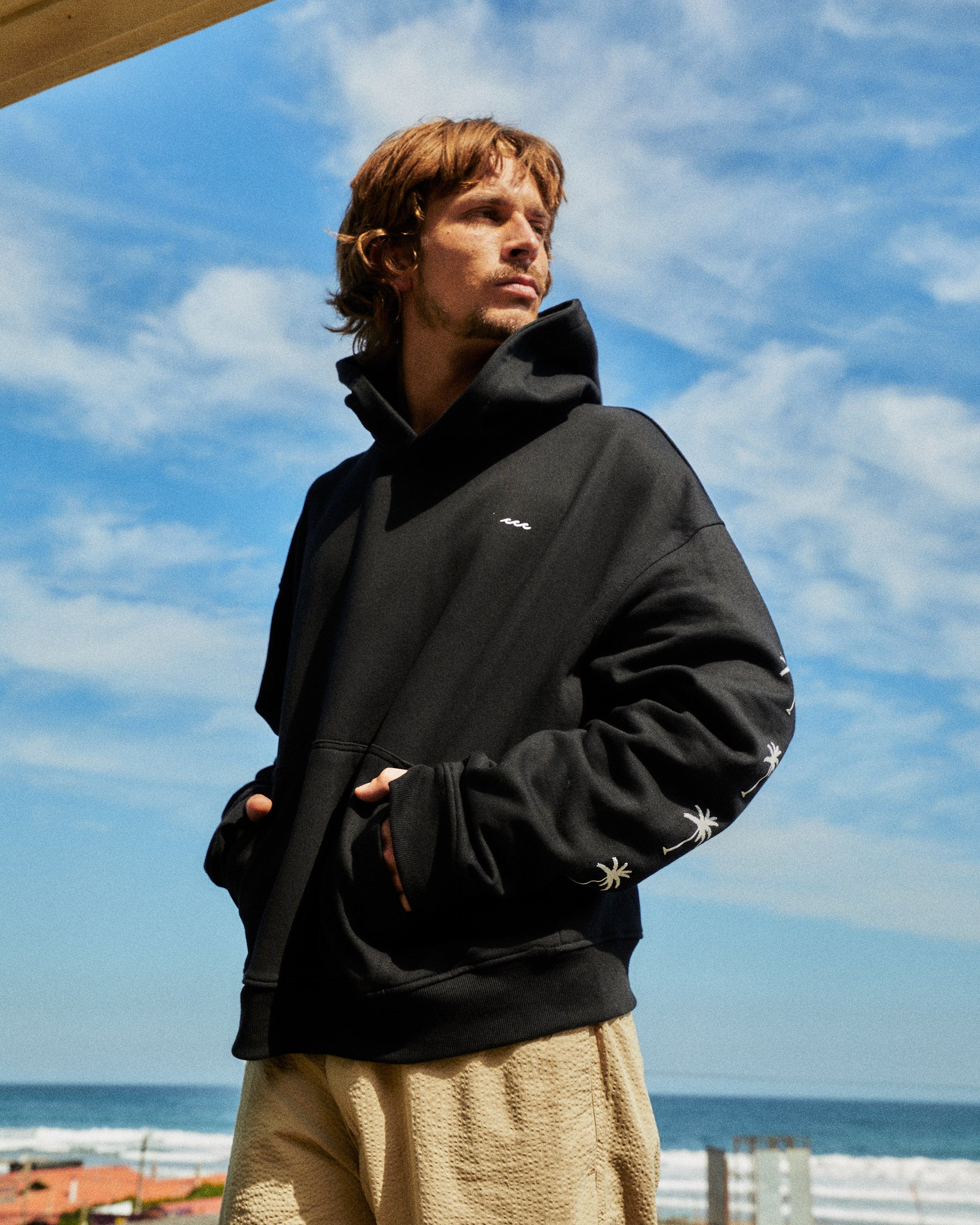 HOODIE PALM TREE BLACK BOXY FIT