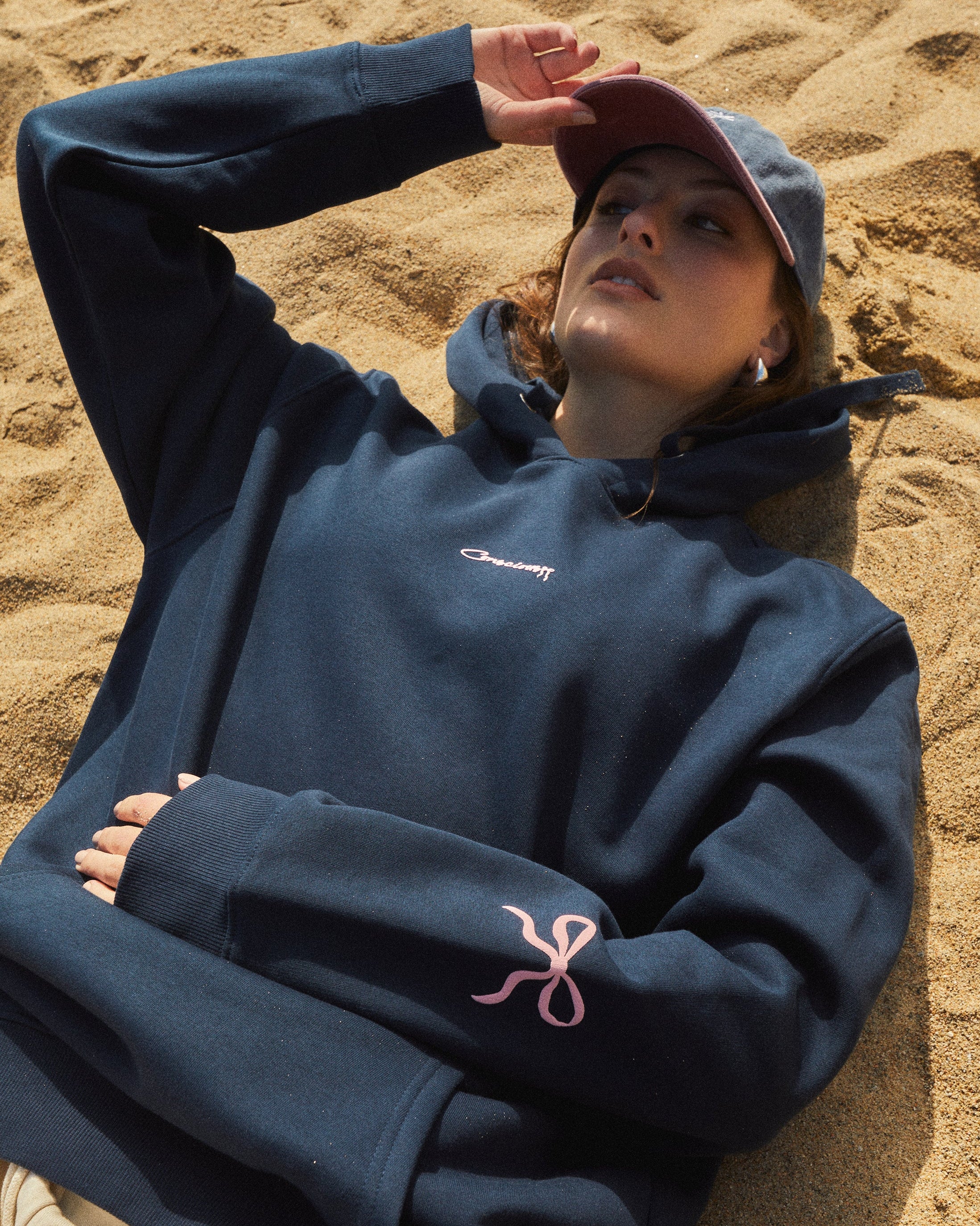 HOODIE SLEEVE RIBBON DEEP BLUE