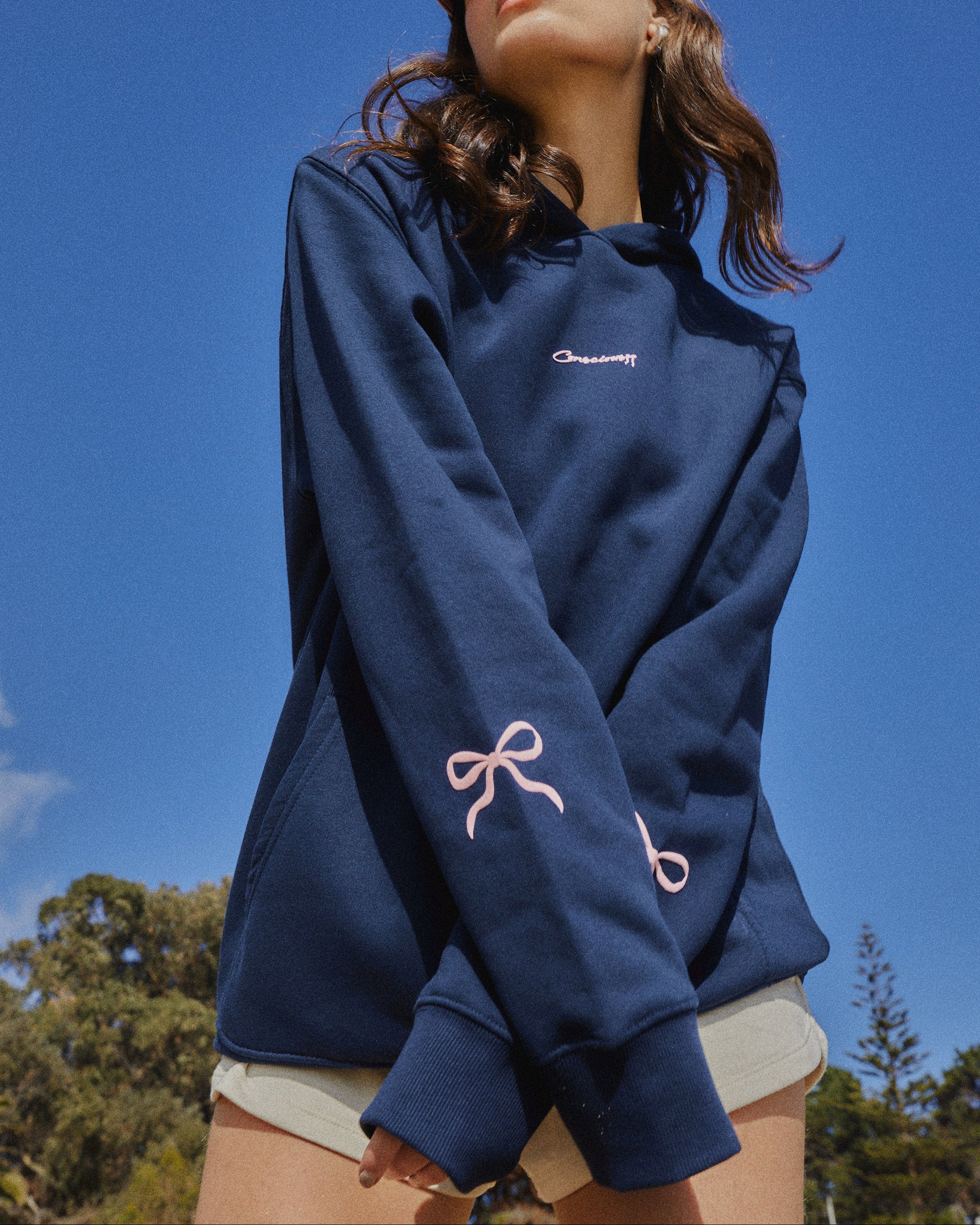 HOODIE SLEEVE RIBBON DEEP BLUE