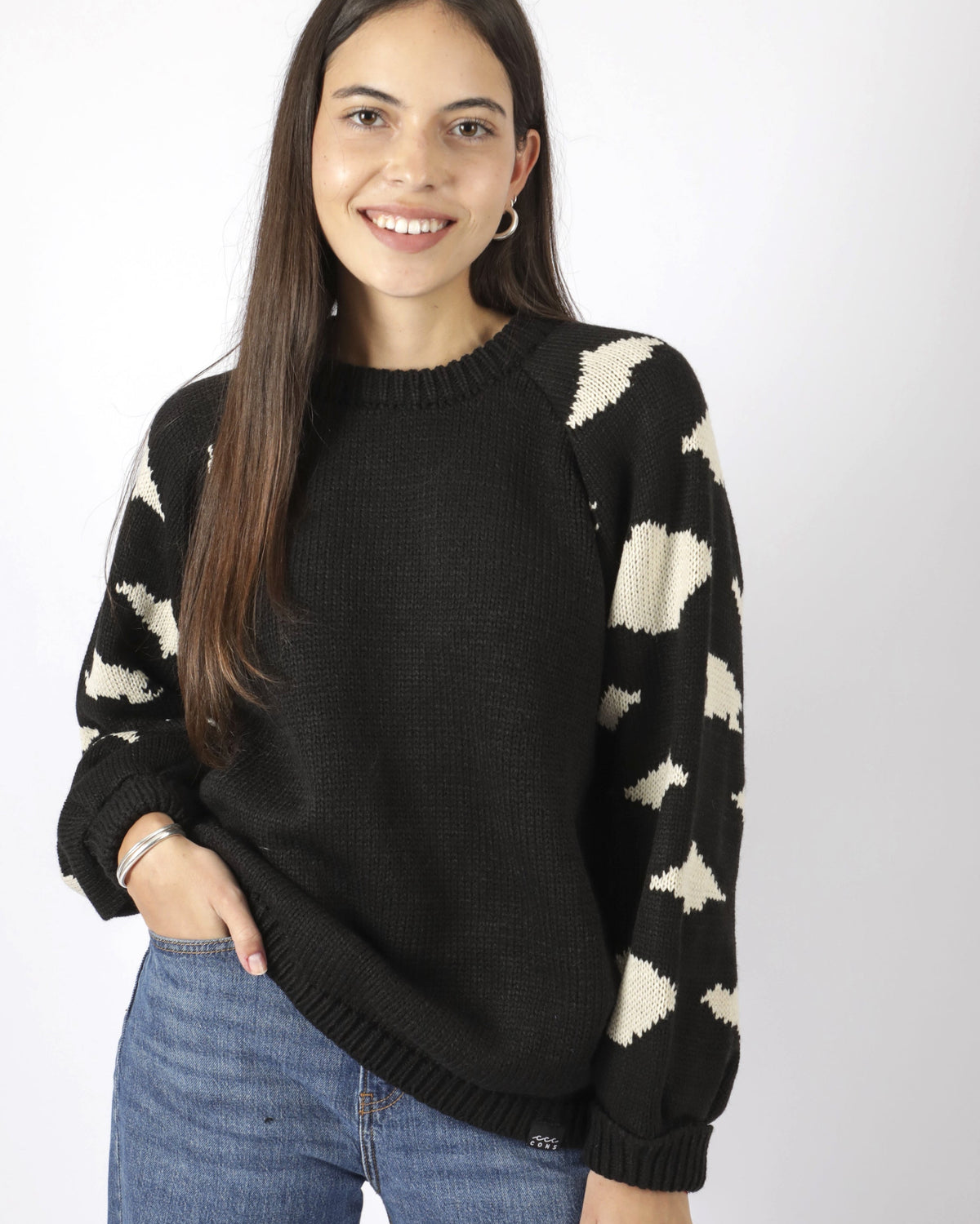 SWEATER RAGLAN ANIMAL NEGRO ♀