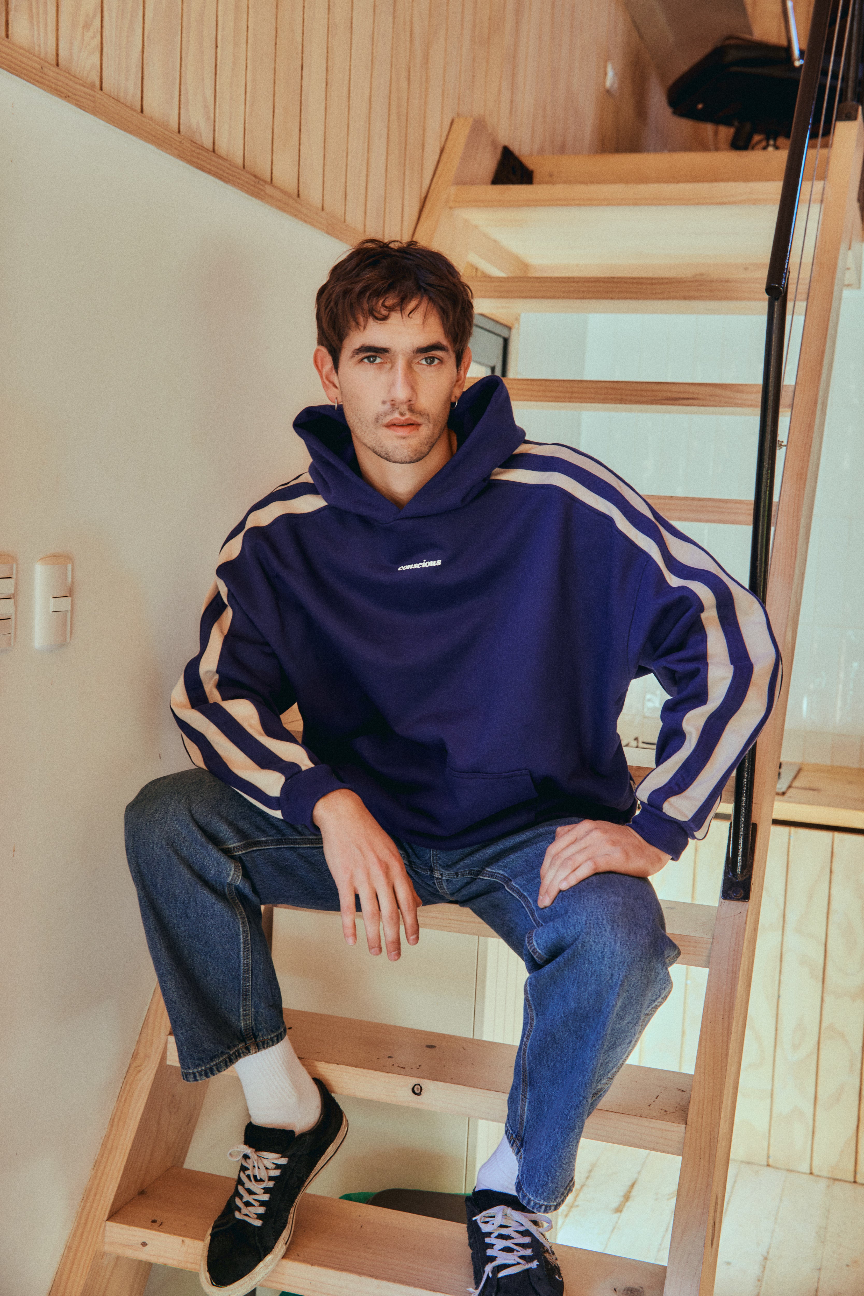 HOODIE CONS STRIPES BLUE