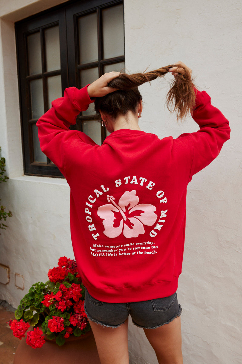 CREW NECK HAWAI VIBES ROJO ♀