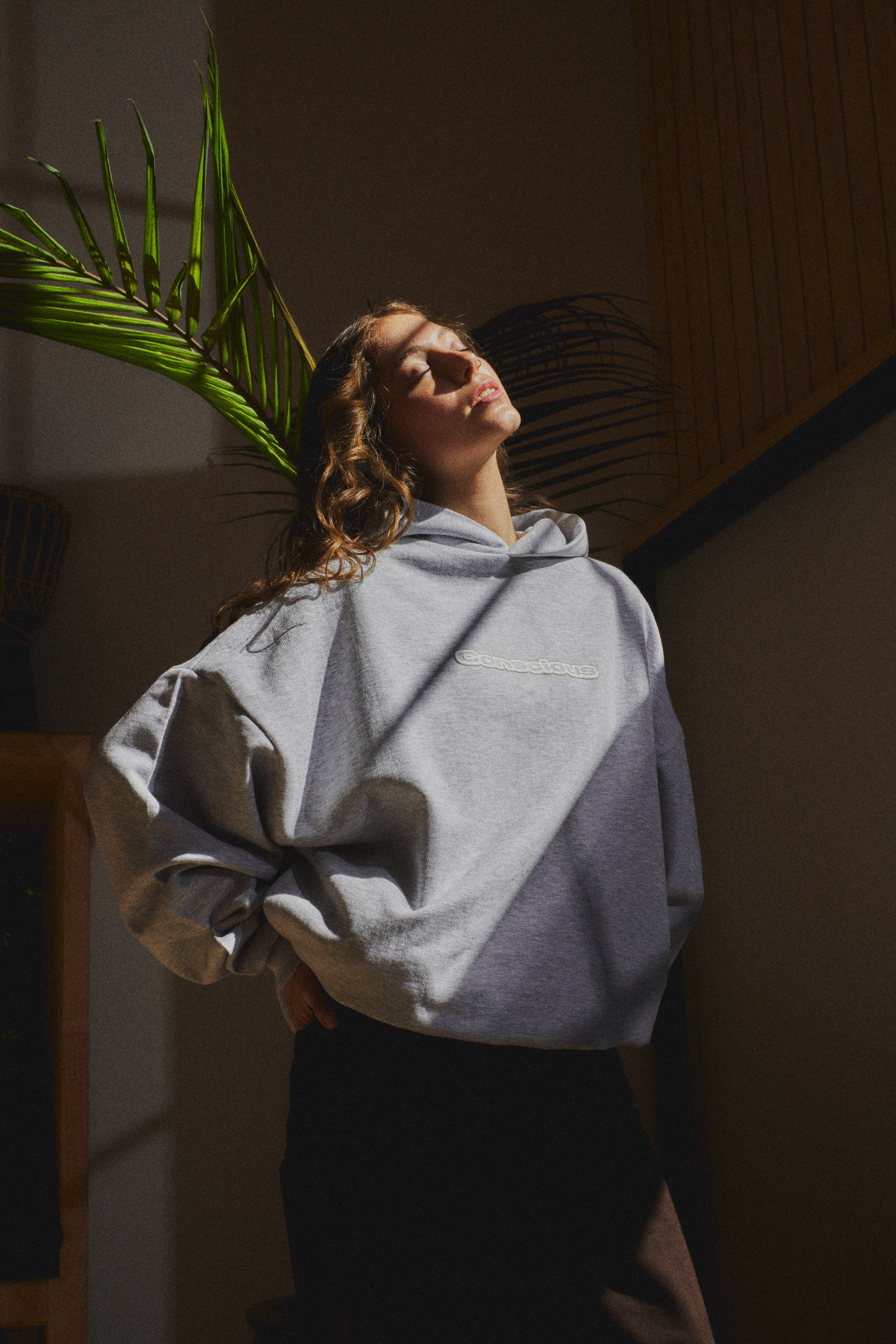 AURA STONE GRAY HIDDEN POCKETS HOODIE