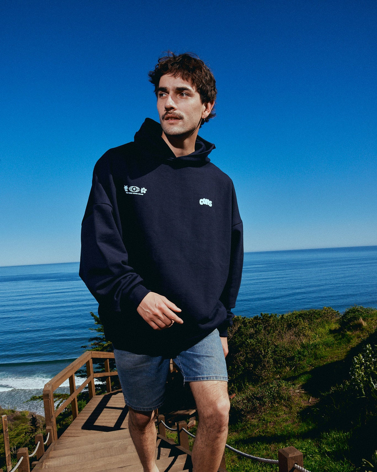 OCEAN BORN BLUE HIDDEN POCKETS HOODIE